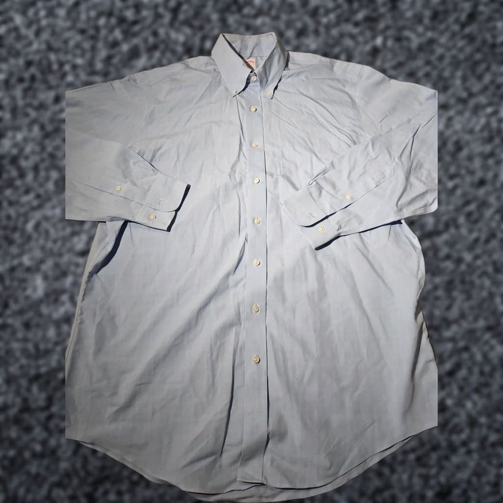 Brooks Brothers Brooks Brothers Shirt Mens 17 6/7 Blue Button Preppy Luxury Oxford Non-Iron Dress Shirt Regular Long Sleeve Size US XL / EU 56 / 4 - 1 Thumbnail