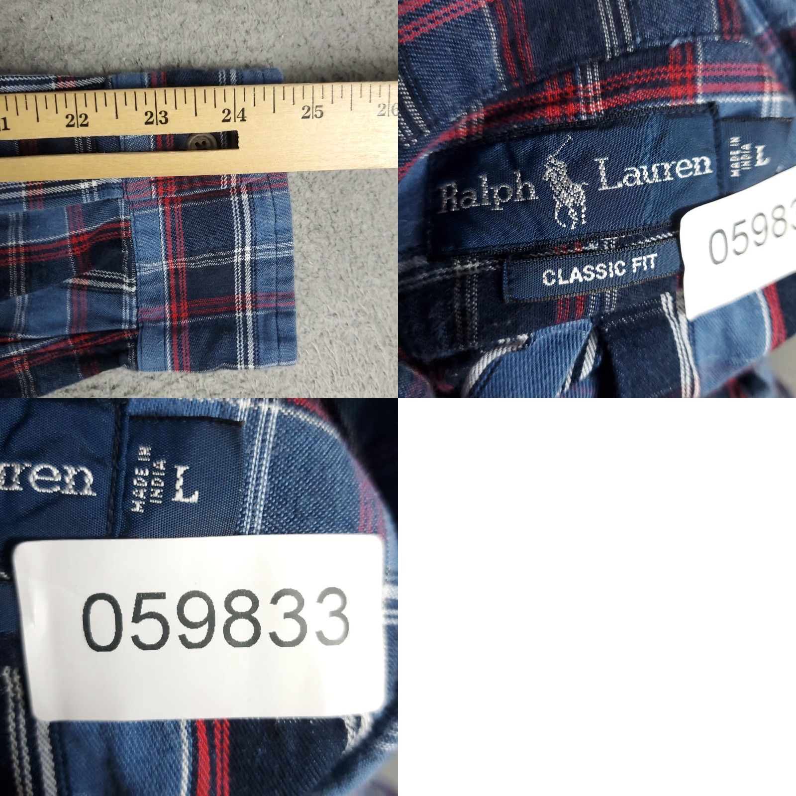Ralph Lauren Ralph Lauren Shirt Large Blue Plaid Long Sleeve Button-Up Cotton Casual Mens Size US L / EU 52-54 / 3 - 8 Thumbnail