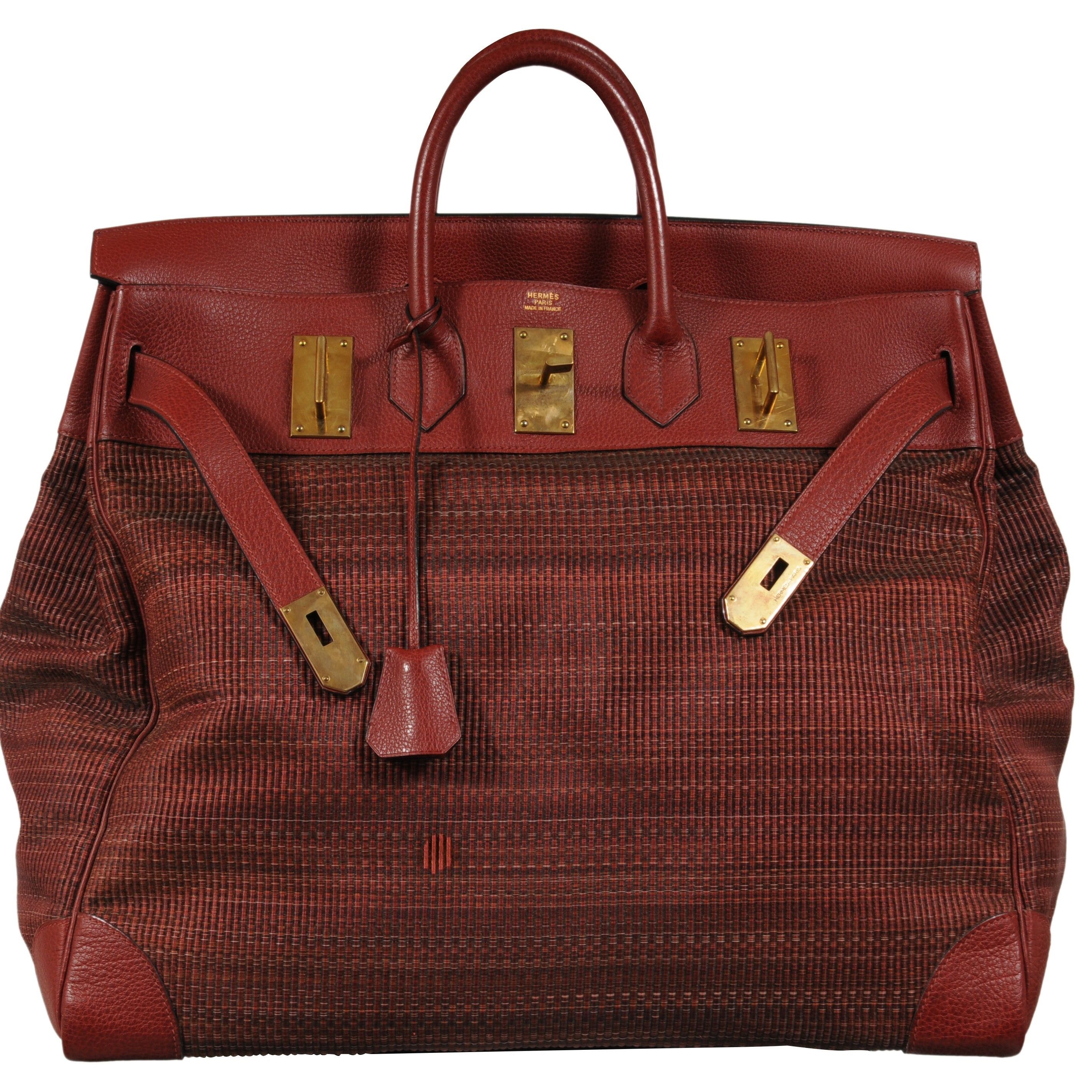 Hermes Haute A Courroies Hac 50 Red Rogue H Crinoline Buffalo Gold Size ONE SIZE - 21 Thumbnail