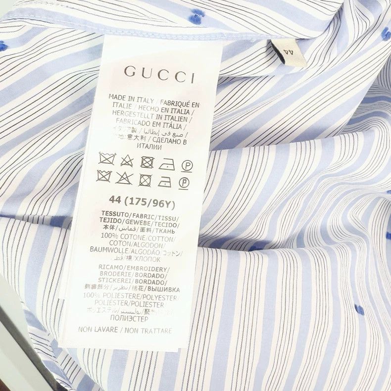 Gucci GucciBlue and white striped kitten embroidered short-sleeve Size US S / EU 44-46 / 1 - 4 Thumbnail