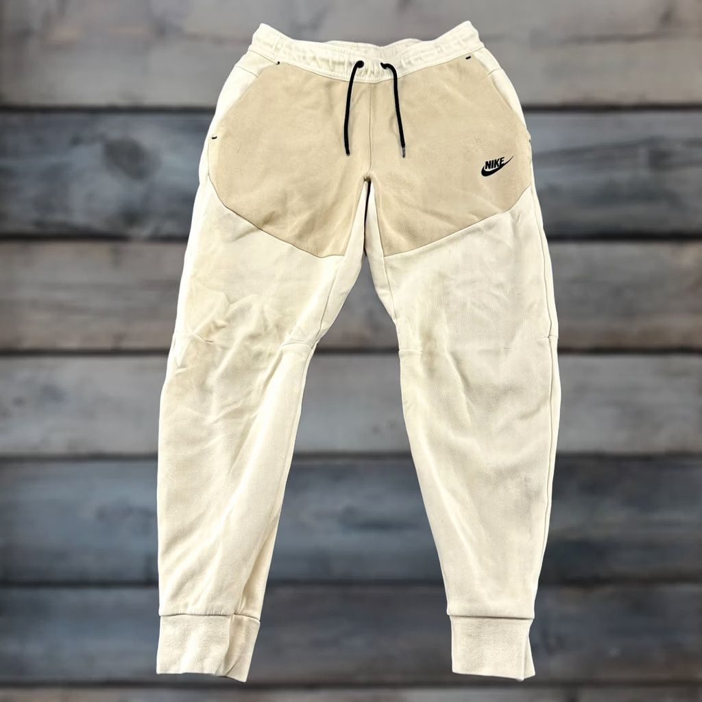 Nike Nike Pants Mens S Beige Jogger Sweat Fleece Swoosh Solid Drawstring Tech Size US 29 - 1 Thumbnail