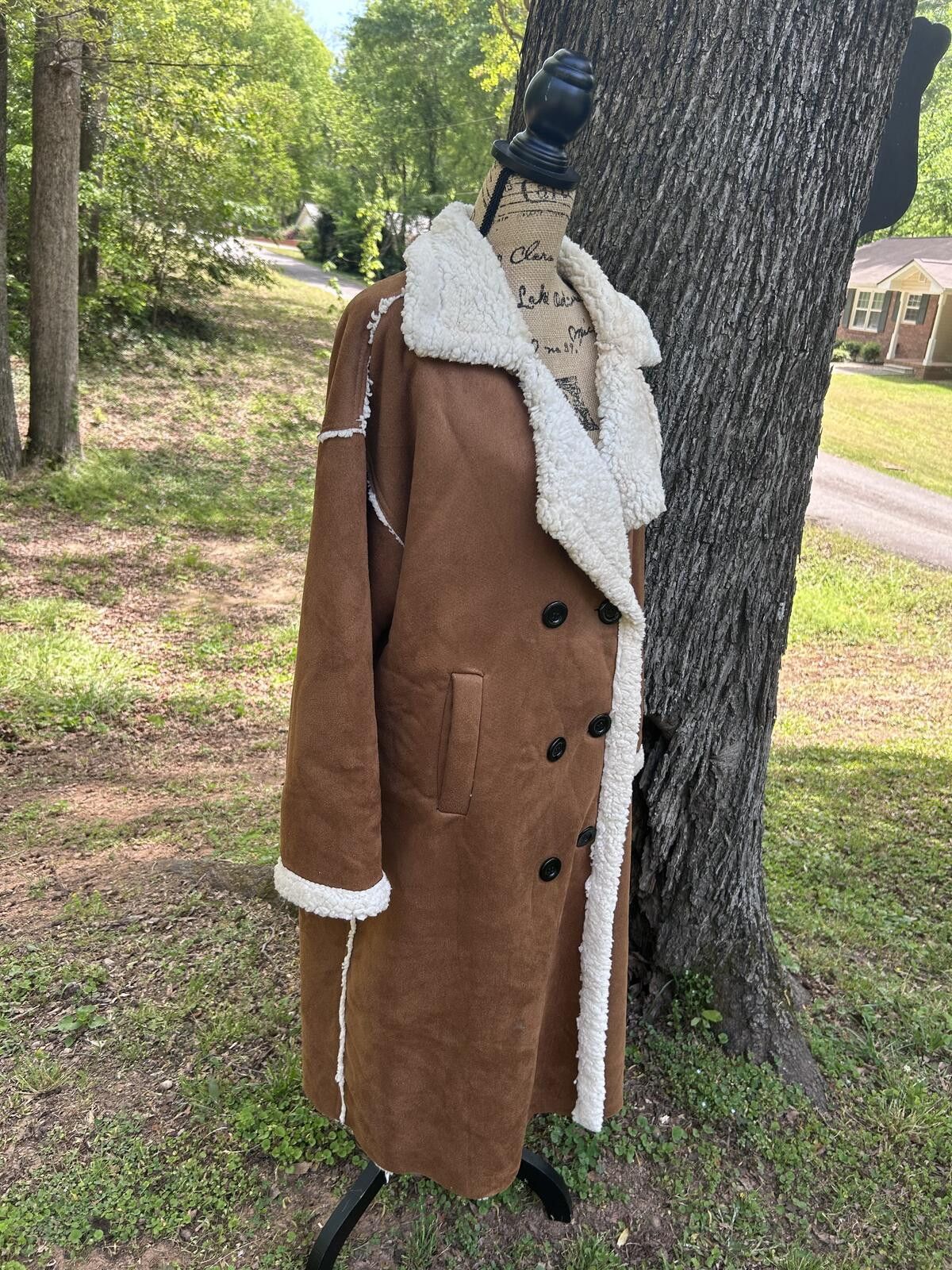 Other Aixirui Faux Shearling Long Coat - Brown & Beige Size L / US 10 / IT 46 - 2 Thumbnail