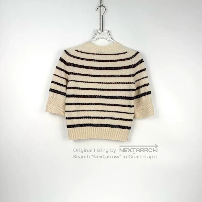 Chanel Chanel Beige striped glitter cashmere sweater Size S / US 4 / IT 40 - 4 Thumbnail