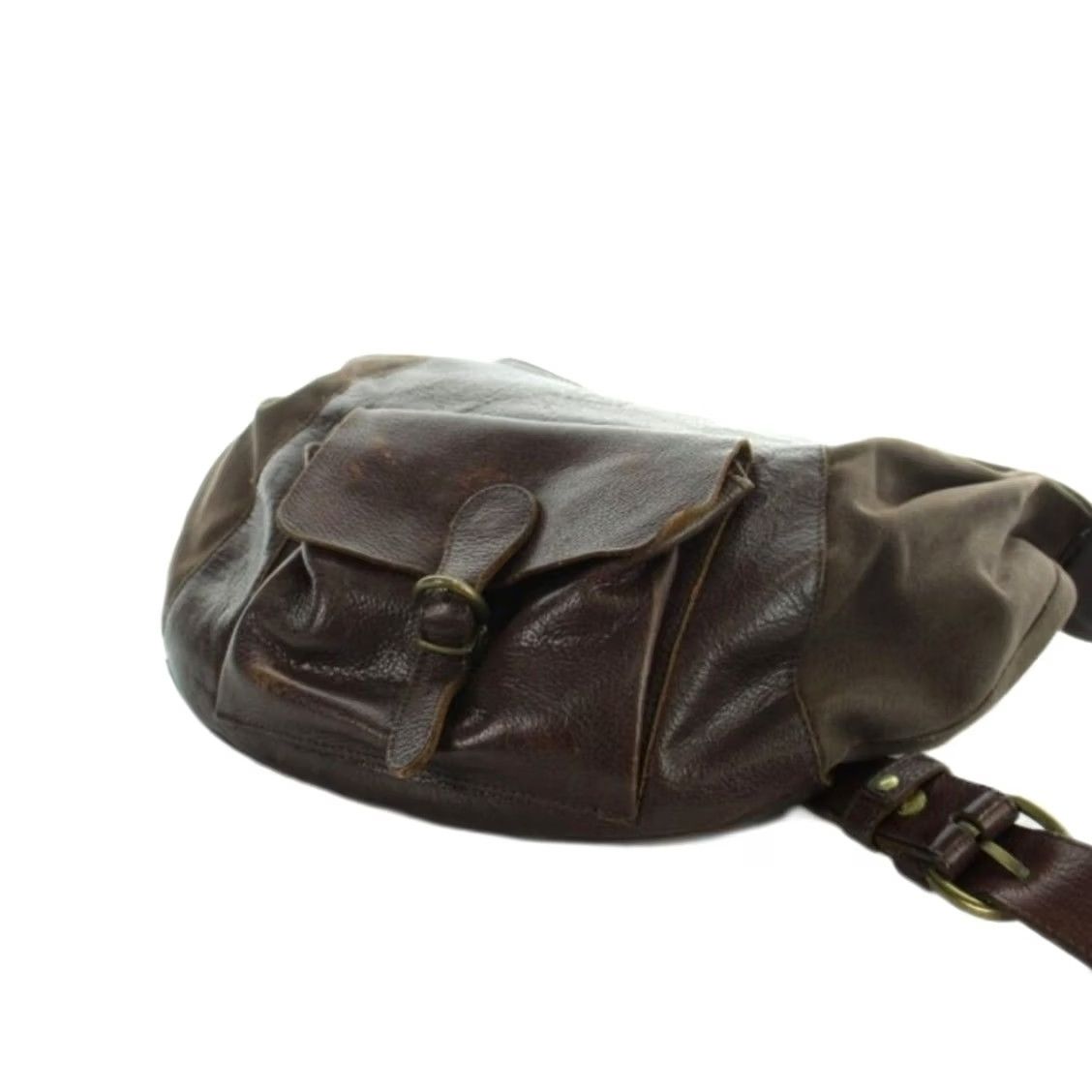 Il Bisonte IL BISONTE Shoulder Bag Mens Brown Leather Canvas Logo Crossbody Size ONE SIZE - 4 Thumbnail