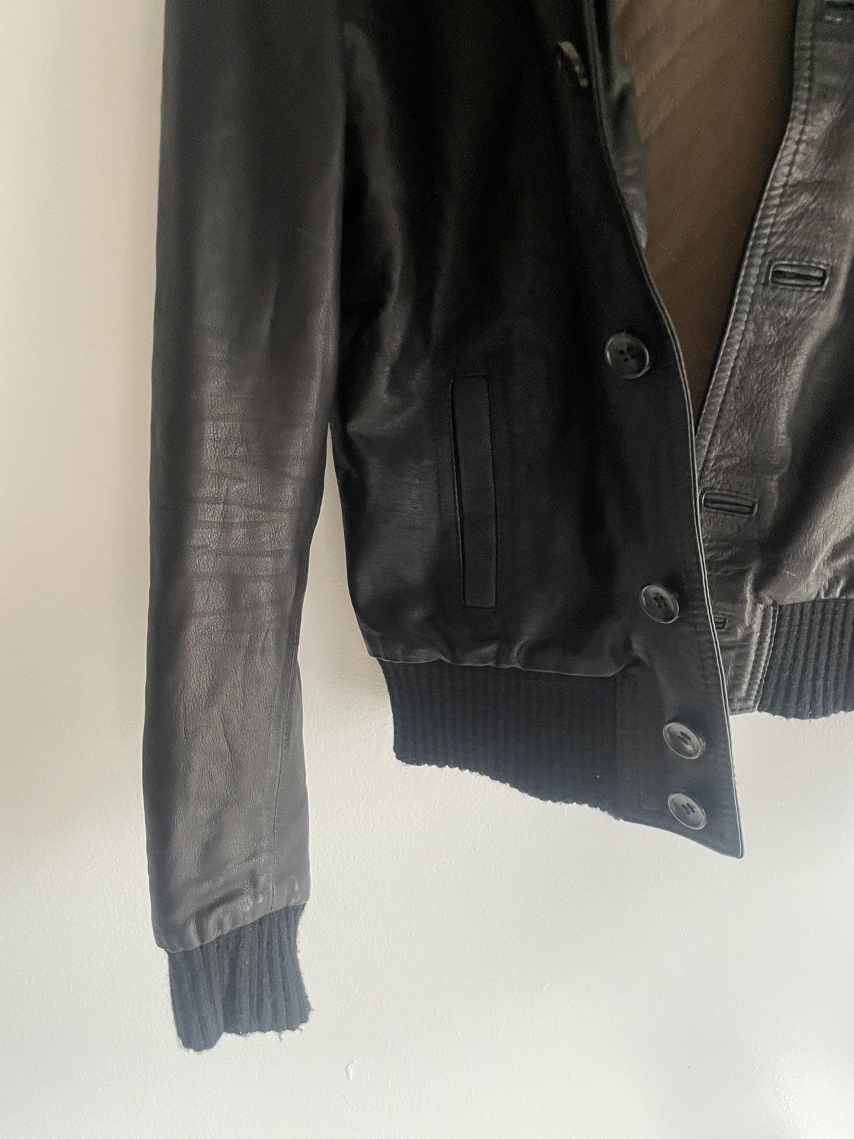 Dacute Ribbed Cropped Leather Jacket Size US M / EU 48-50 / 2 - 7 Thumbnail