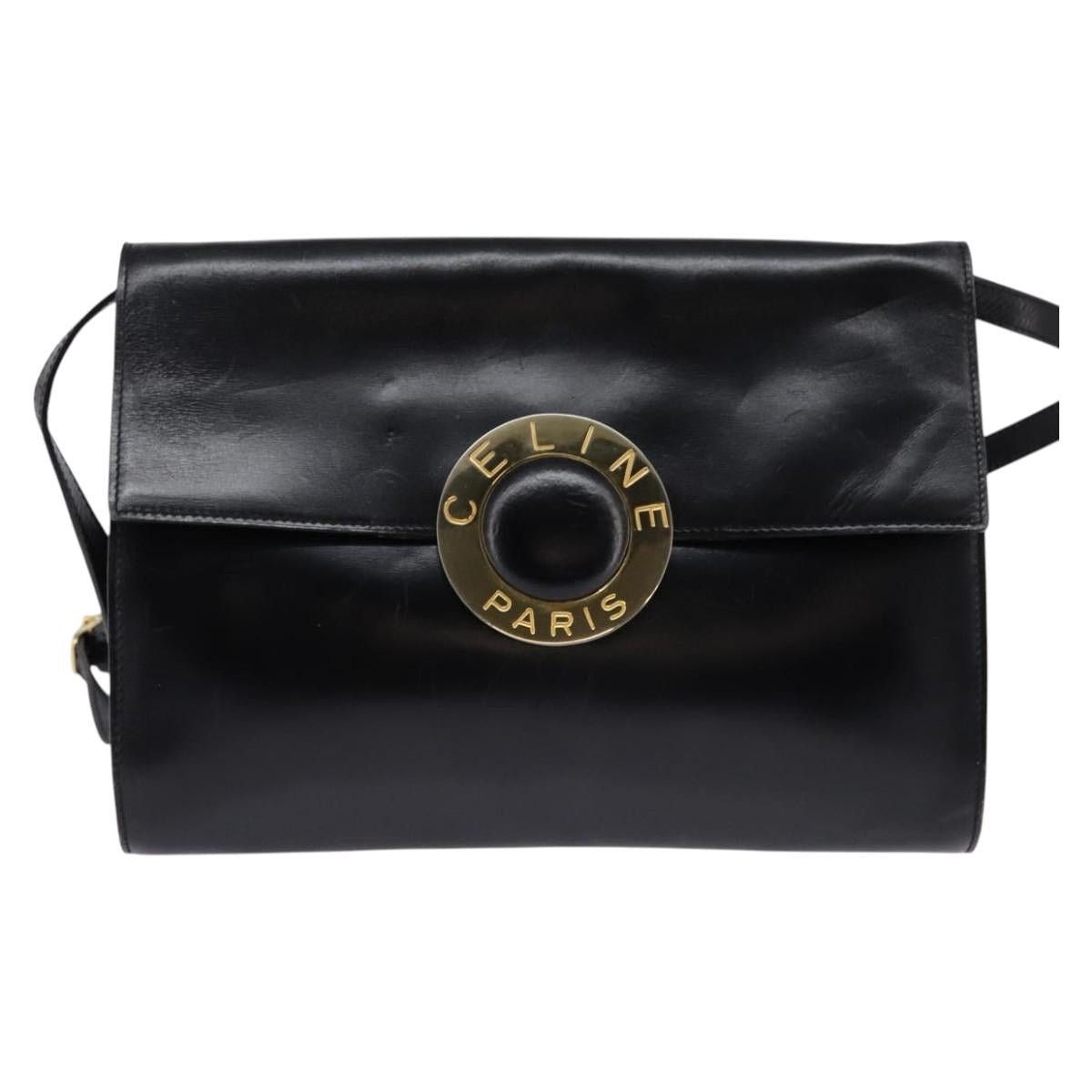 Celine CELINE Circle Shoulder Bag Leather Black Gold Size ONE SIZE - 2 Thumbnail