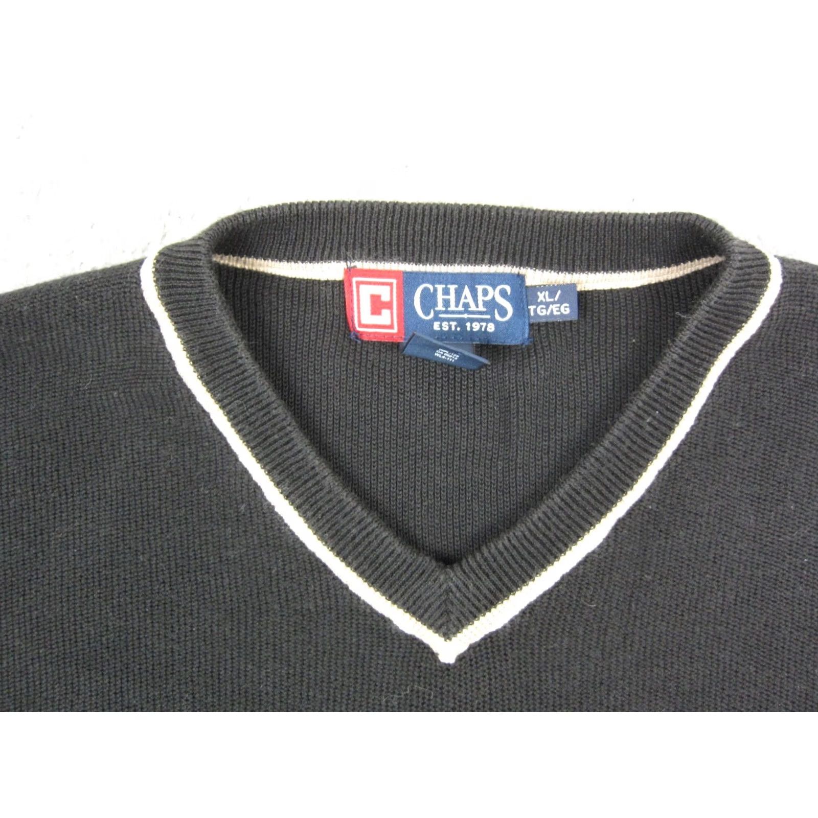 Chaps Chaps Sweater Mens XL Black V-Neck Pullover Knit 90s USA Classic Preppy Golf Size US XL / EU 56 / 4 - 4 Thumbnail