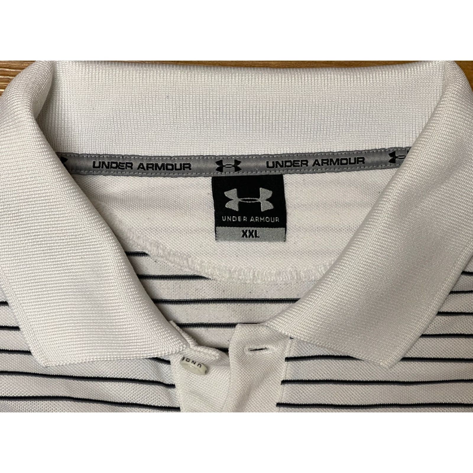 Under Armour Under Armour Polo Shirt Short Sleeve 2XL White Black Stripes Men’s Shirt Golf Regular Vintage No Size US XXL / EU 58 / 5 - 3 Thumbnail