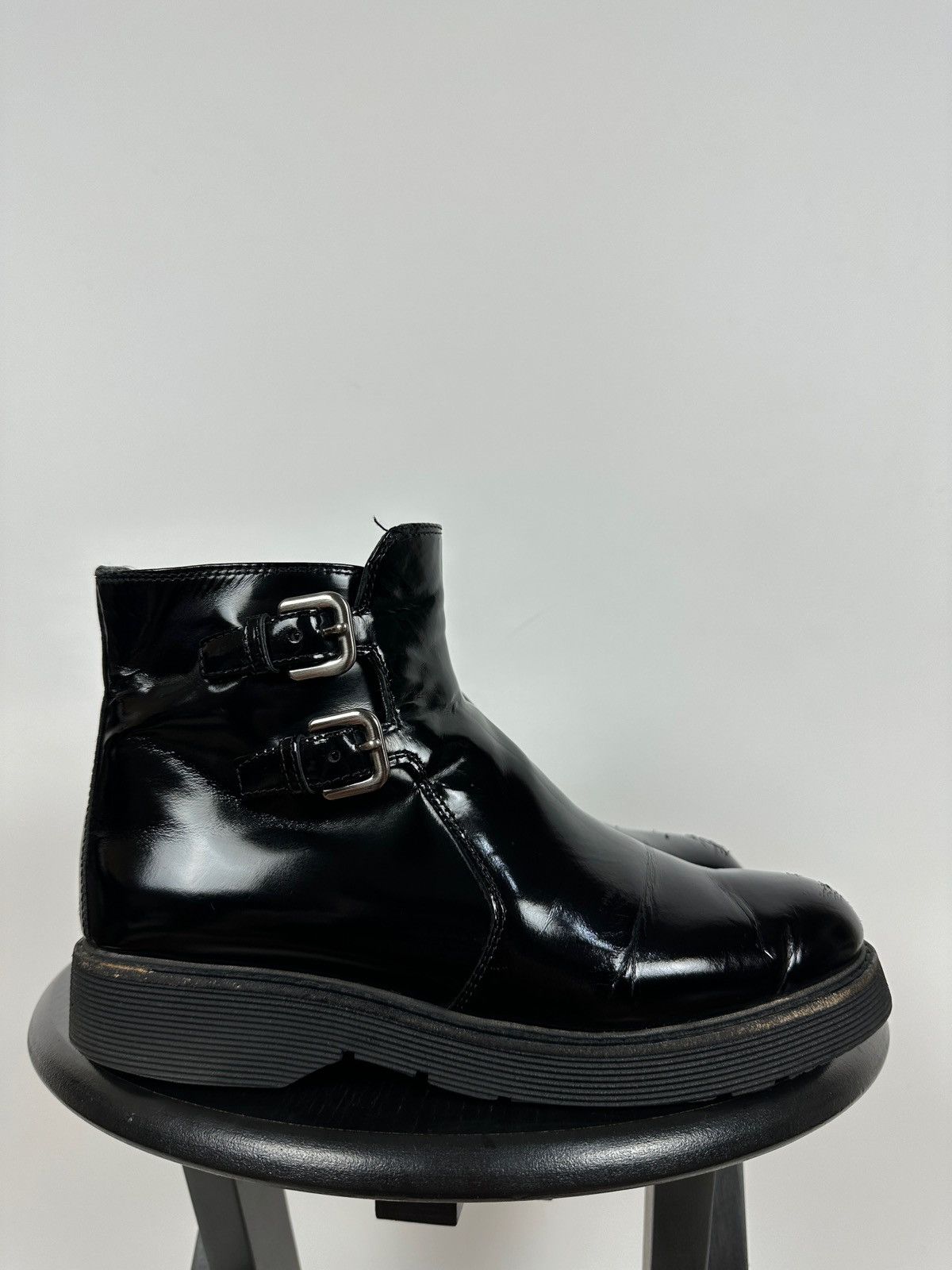 Prada Women’s Prada Black Patent Leather Ankle Boots Size US 9.5 / IT 39.5 - 2 Thumbnail