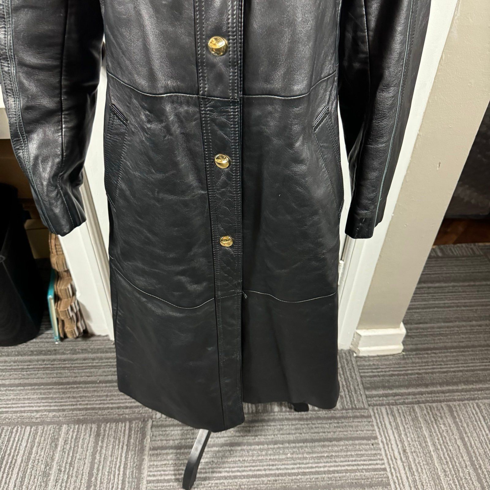 Mandelli Enrico Mandelli Black Long Sleeve Pockets Snap Front Classi Size M / US 6-8 / IT 42-44 - 3 Thumbnail