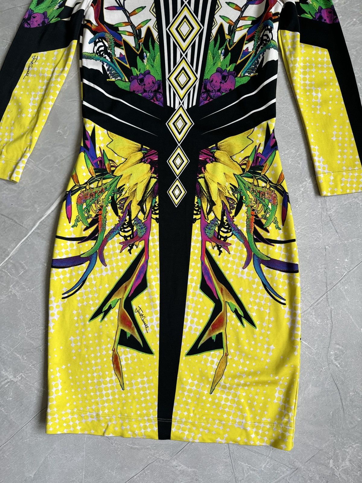 Just Cavalli Just Cavalli Multicolor Slim Dress Floral Geometric Pattern Size M / US 6-8 / IT 42-44 - 4 Thumbnail