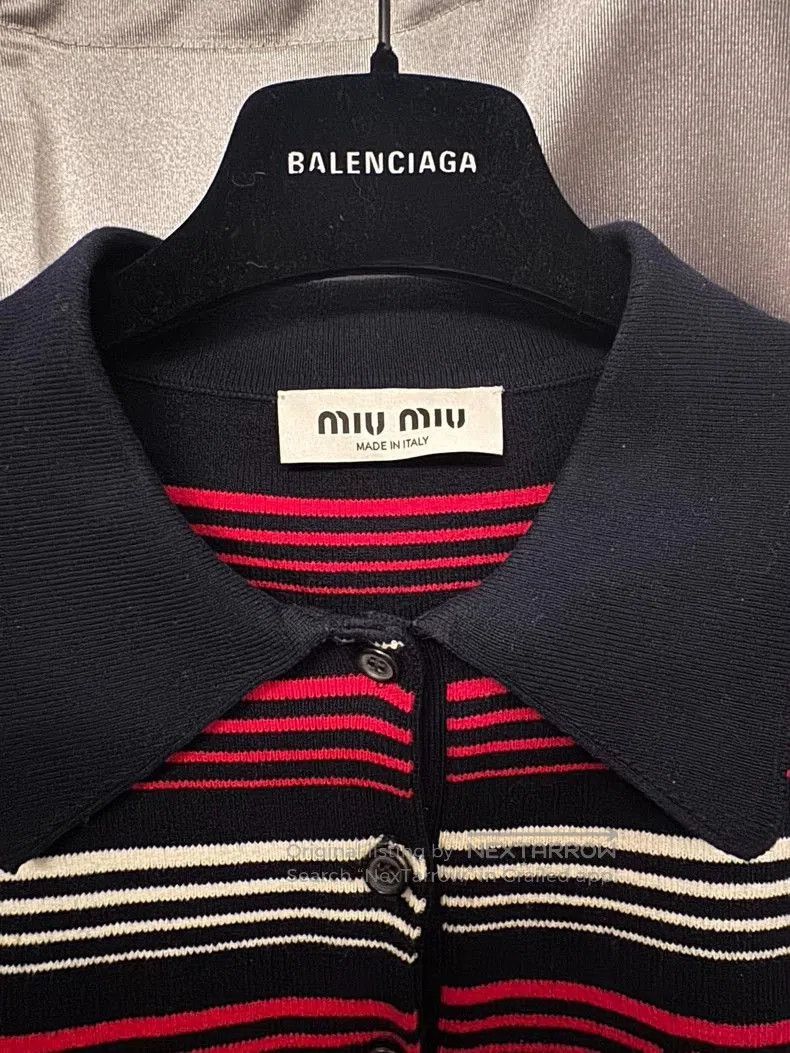 Miu Miu miumiu 23fw Black and red striped polo sweater. Size US M / EU 48-50 / 2 - 3 Thumbnail