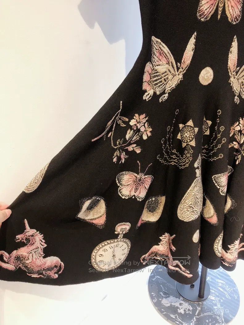 Alexander McQueen Alexander Mcqueen Black butterfly print pattern knitted dr Size L / US 10 / IT 46 - 5 Thumbnail