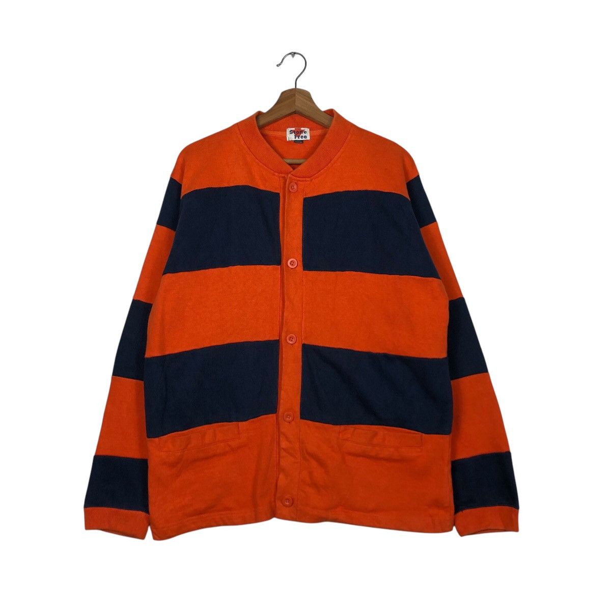 Japanese Brand 📌Vintage Button Bomber Cardigan Jacket Stone Free Striped Size US M / EU 48-50 / 2 - 2 Thumbnail