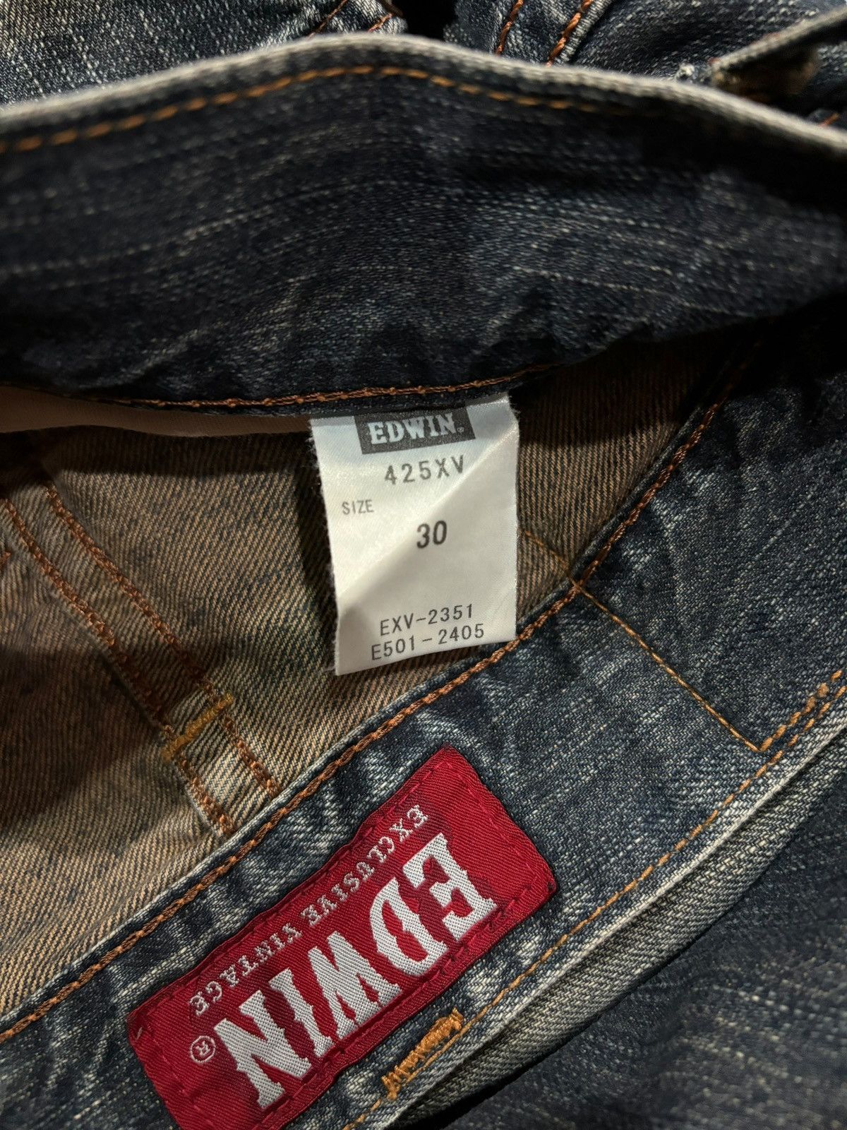 Edwin × If Six Was Nine × Japanese Brand Vintage Y2k Edwin XV Faded Stitch Straight Cut Jeans Size US 33 - 7 Thumbnail