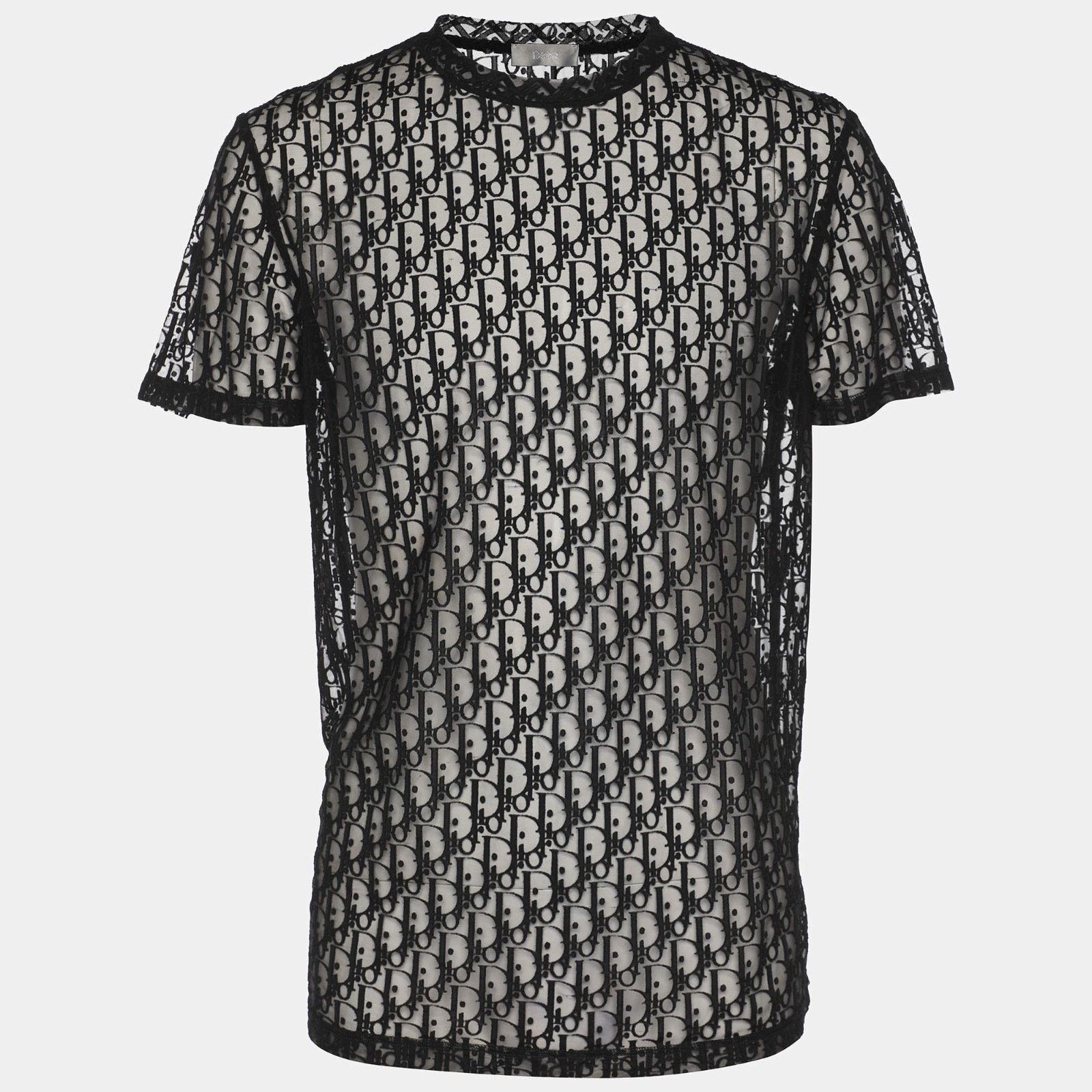Dior Dior Black Oblique Sheer Mesh Short Sleeve Shirt XS Size US XS / EU 42 / 0 - 13 Thumbnail