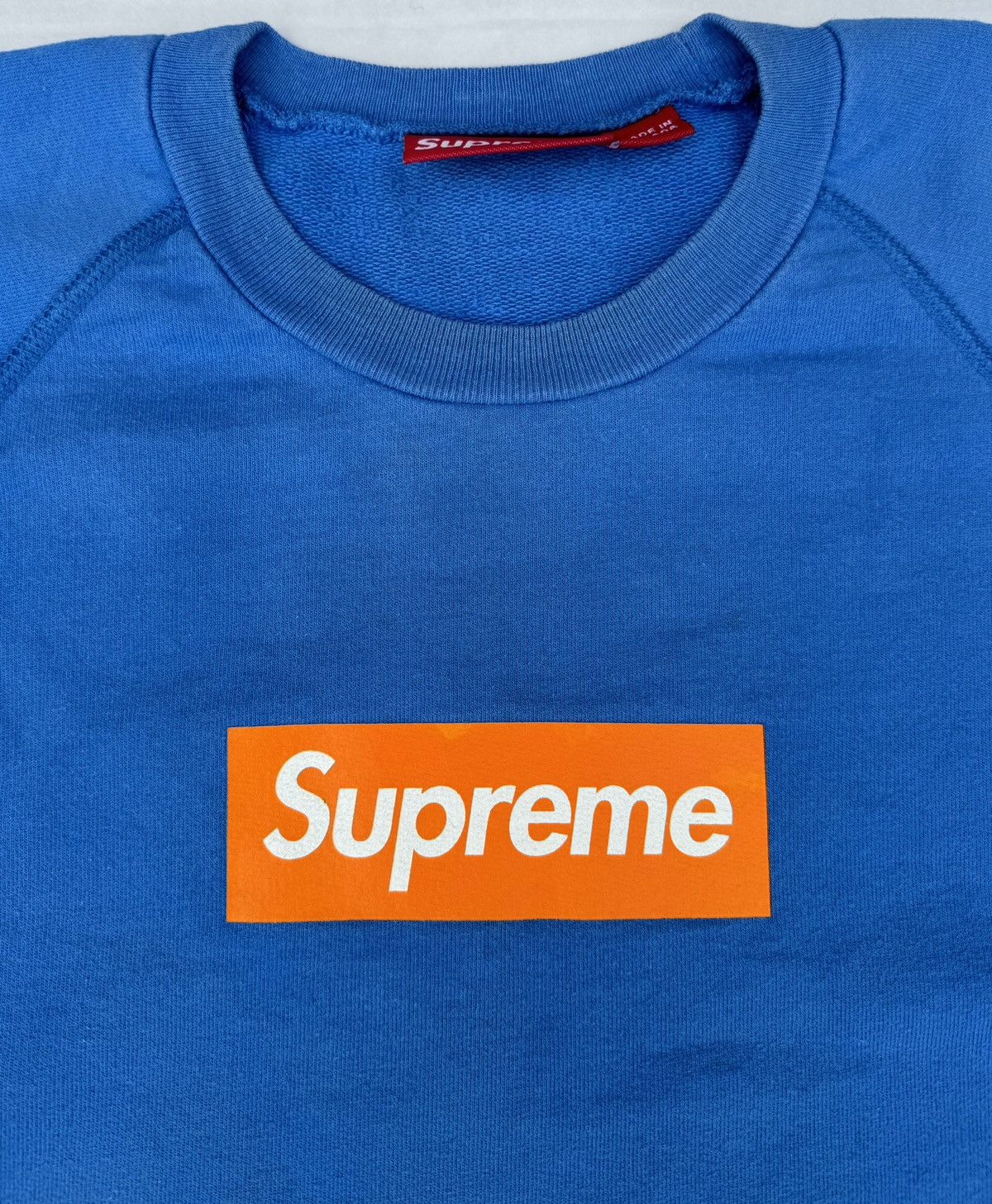 Supreme Navy Box Logo Crewneck | Grailed