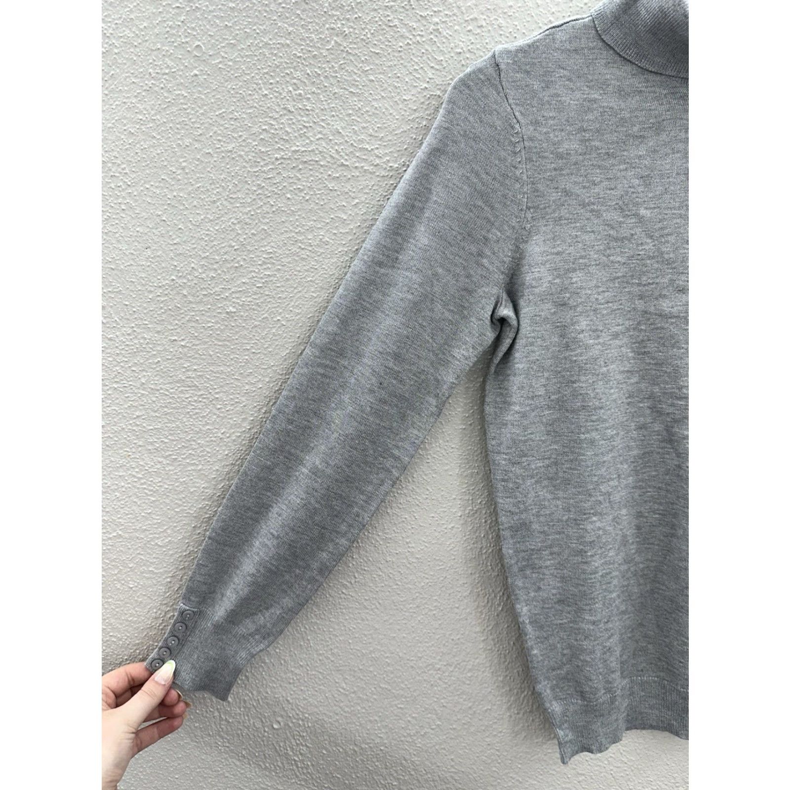 Architect Architect Womens Sweater Petite XL Gray Turtleneck Pullover NWTs Long Sleeve Button Knit Pullover Bohemian Classic Modern Knitwear Womens Size XL / US 12-14 / IT 48-50 - 2 Thumbnail