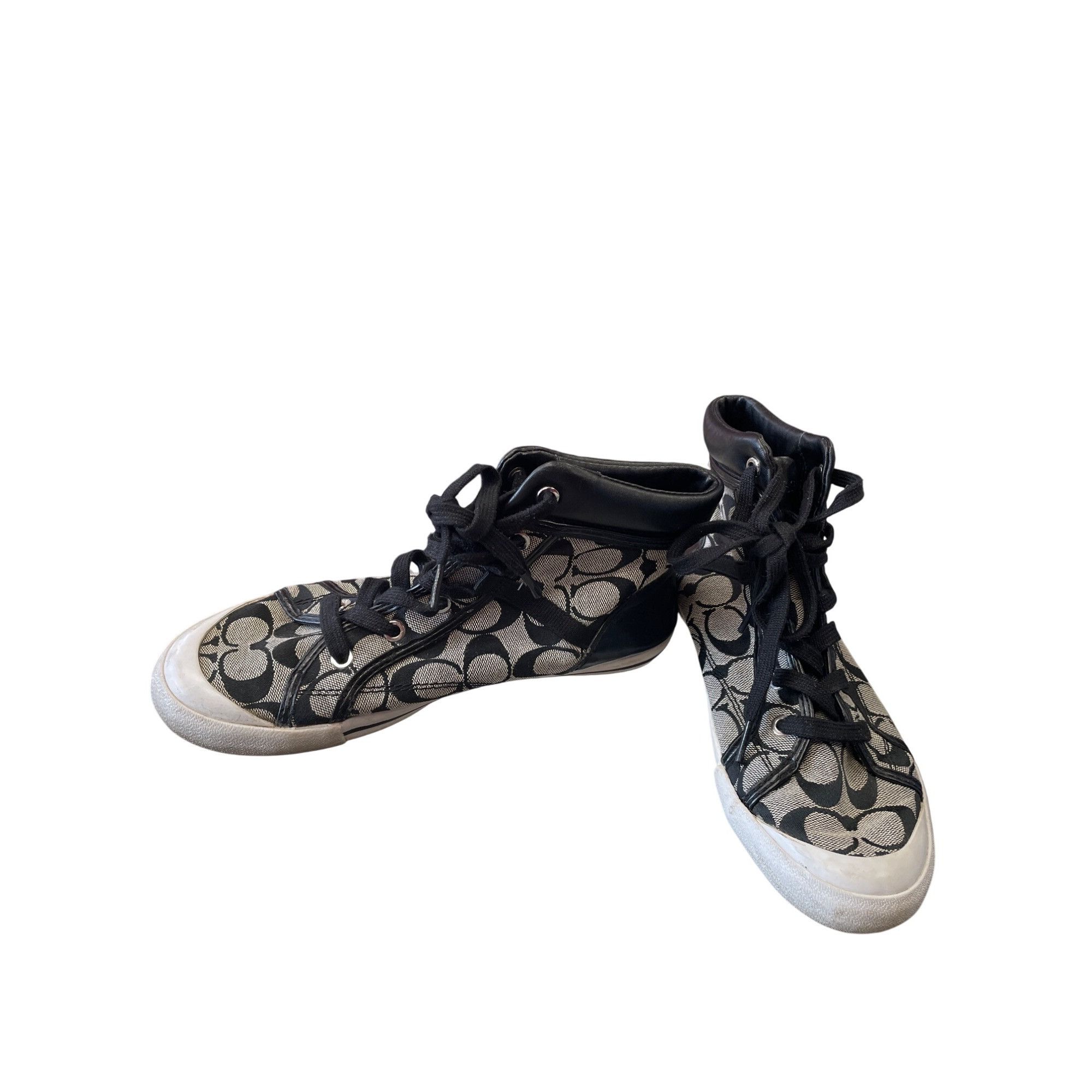 Coach Coach Freesia Woman's Black Grey Signature HighTop Sneakers Size US 8.5 / IT 38.5 - 2 Thumbnail
