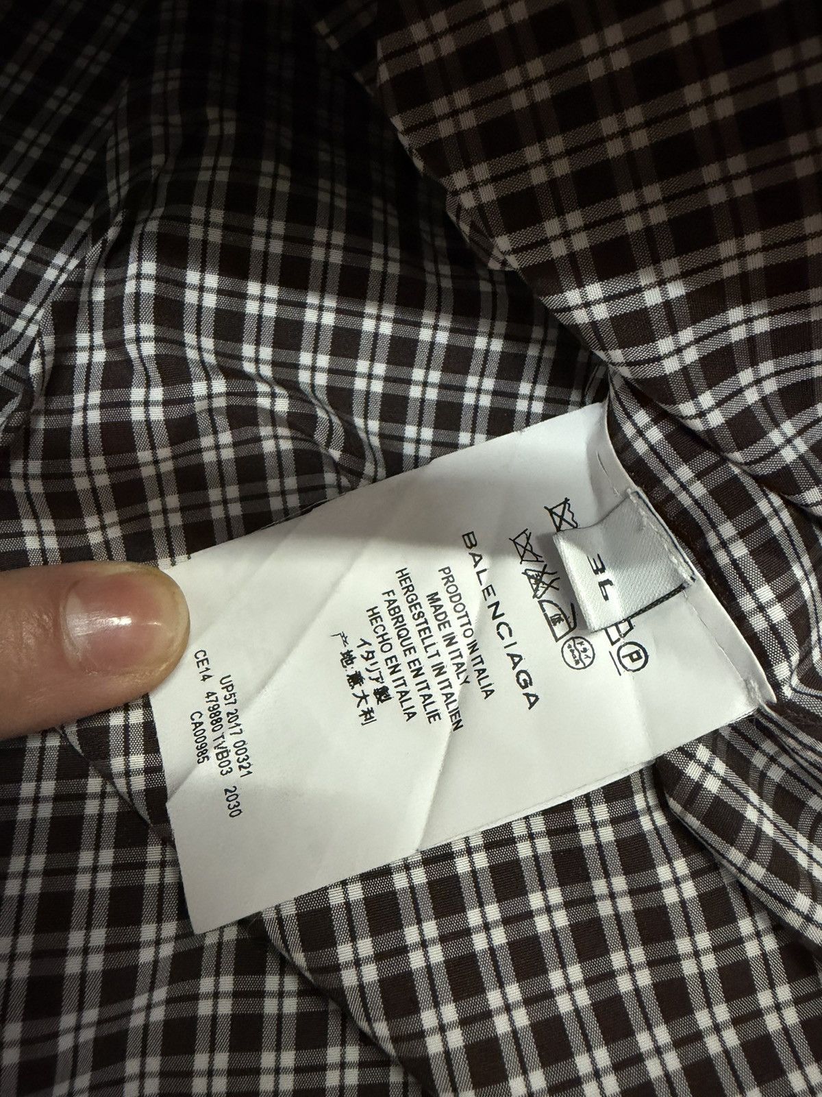 Balenciaga BALENCIAGA 2017” BROWN CHECKERER SHIRT Size US L / EU 52-54 / 3 - 6 Thumbnail