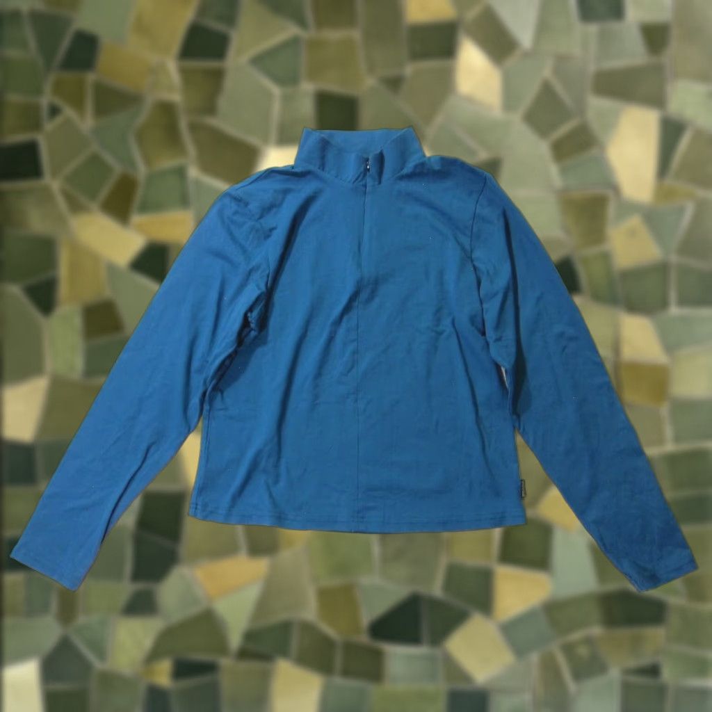 Prana PrAna Blue Nylon Stretch Long Sleeve High Neck Zip Long Sleeve Shirt Women Large Size L / US 10 / IT 46 - 1 Thumbnail