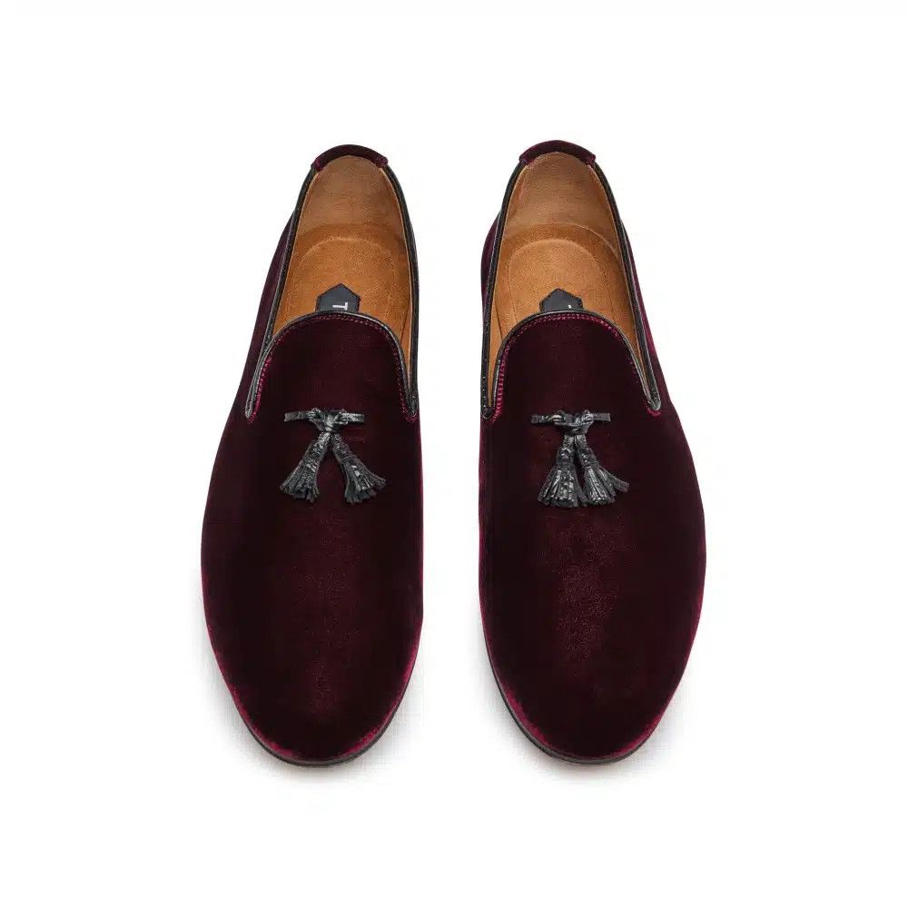 Tom Ford o1loc1c0325 J1343G Velvet Tassel Loafers in Wine Size US 10 / EU 43 - 2 Thumbnail