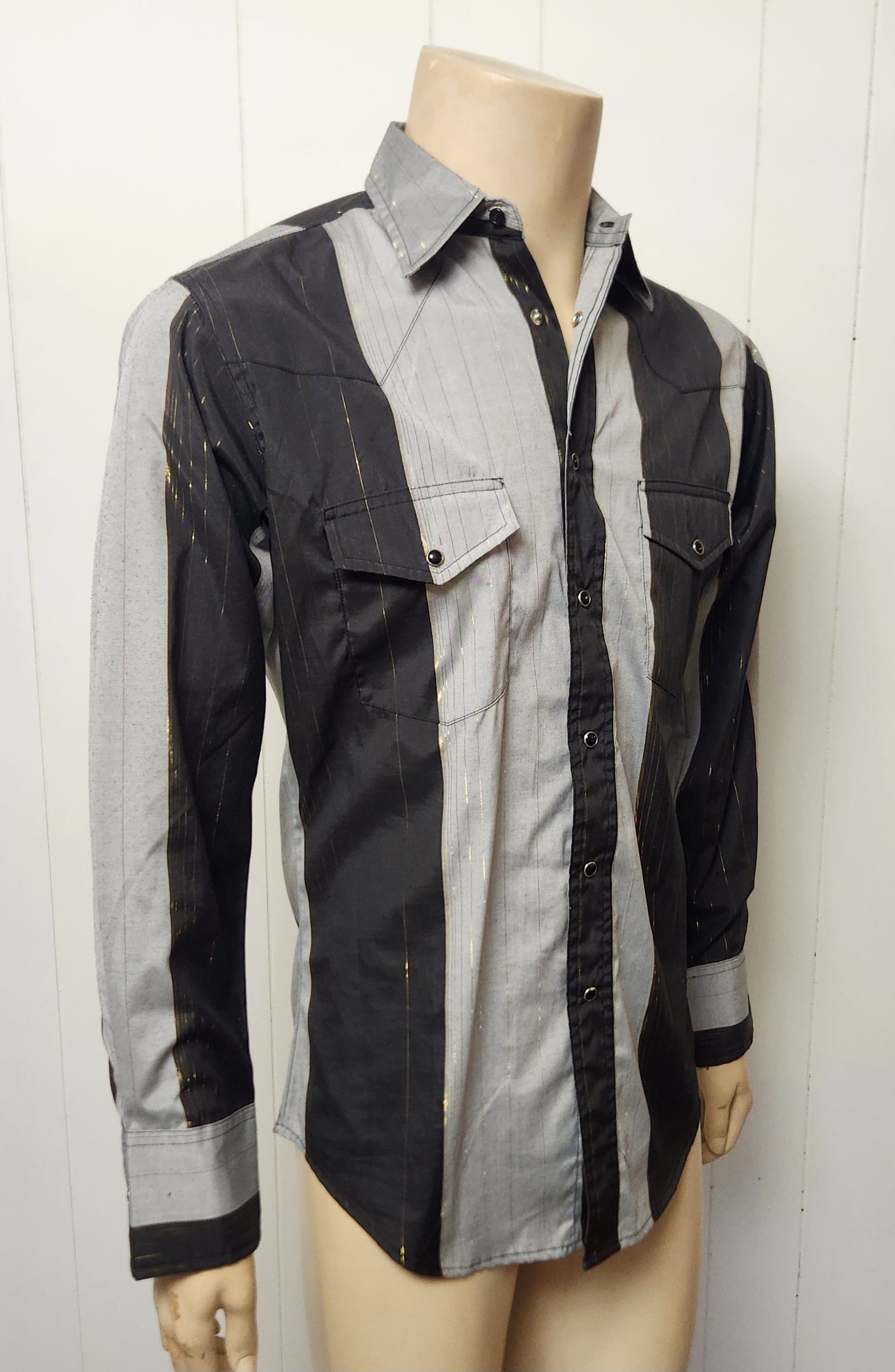 Wrangler men's Western shirt S Wrangler vintage 1980s stripe metallic Size US S / EU 44-46 / 1 - 3 Thumbnail