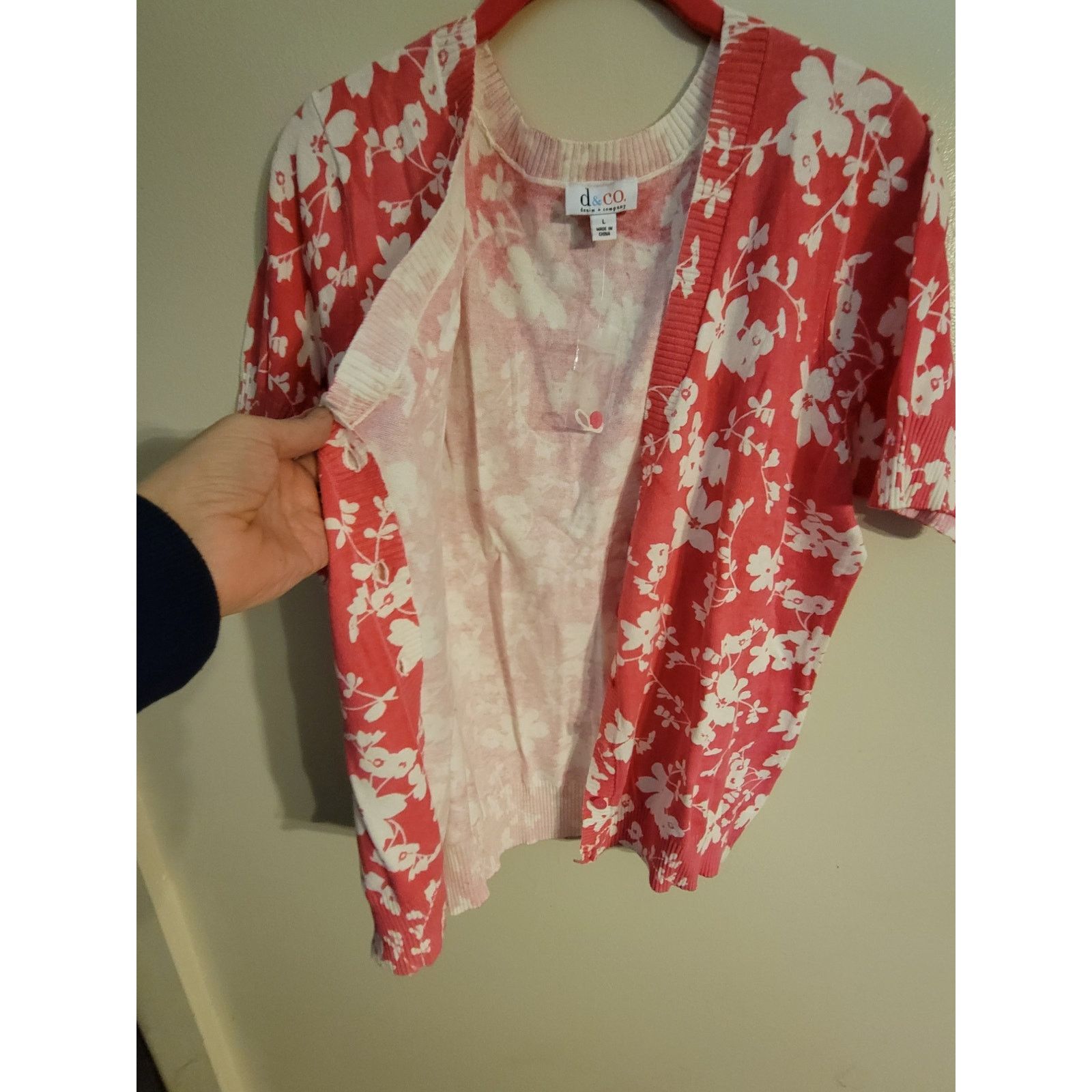 Denim & Co. Denim & Company Pink Flowered Cardigan L Size L / US 10 / IT 46 - 5 Thumbnail