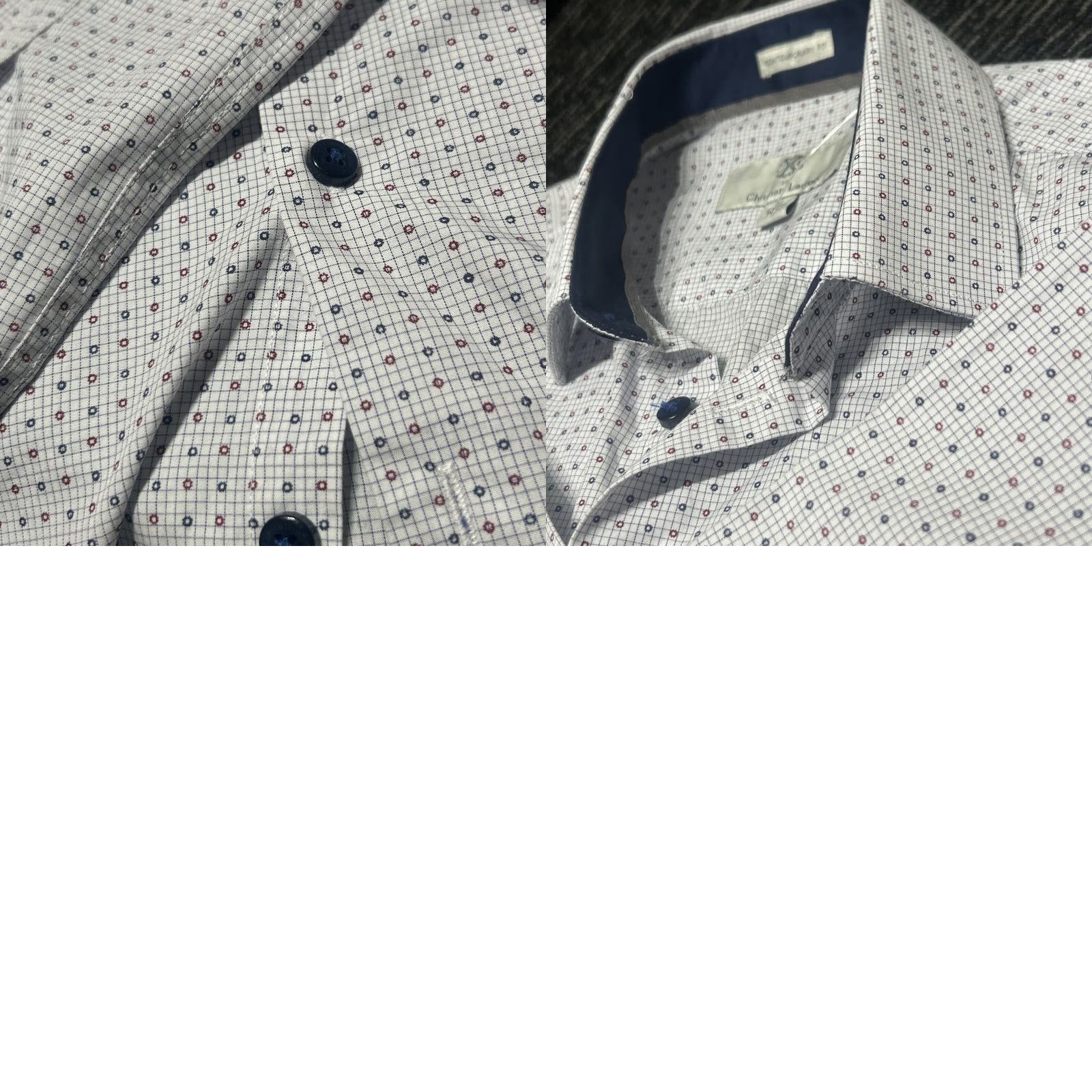 Christian Lacroix Christian Lacroix Dress Shirt Geometric Button Up Long Sleeve Paisley Blue 100% Cotton Regular L Men’s Size 16.5 Neck 14.5 48DW25 Size 42R - 8 Thumbnail