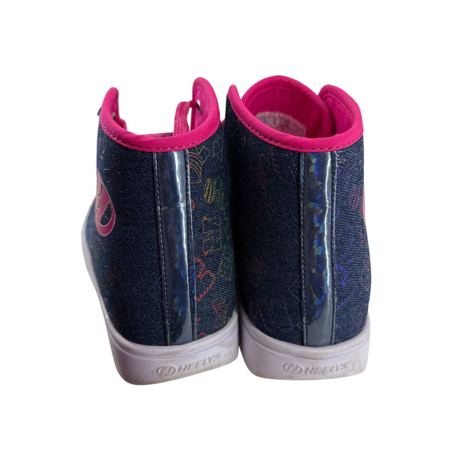 Heelys Heelys Hi Top Trainers Blue Denim Hot Pink Rainbow Womens 8 Size US 8 / IT 38 - 6 Thumbnail