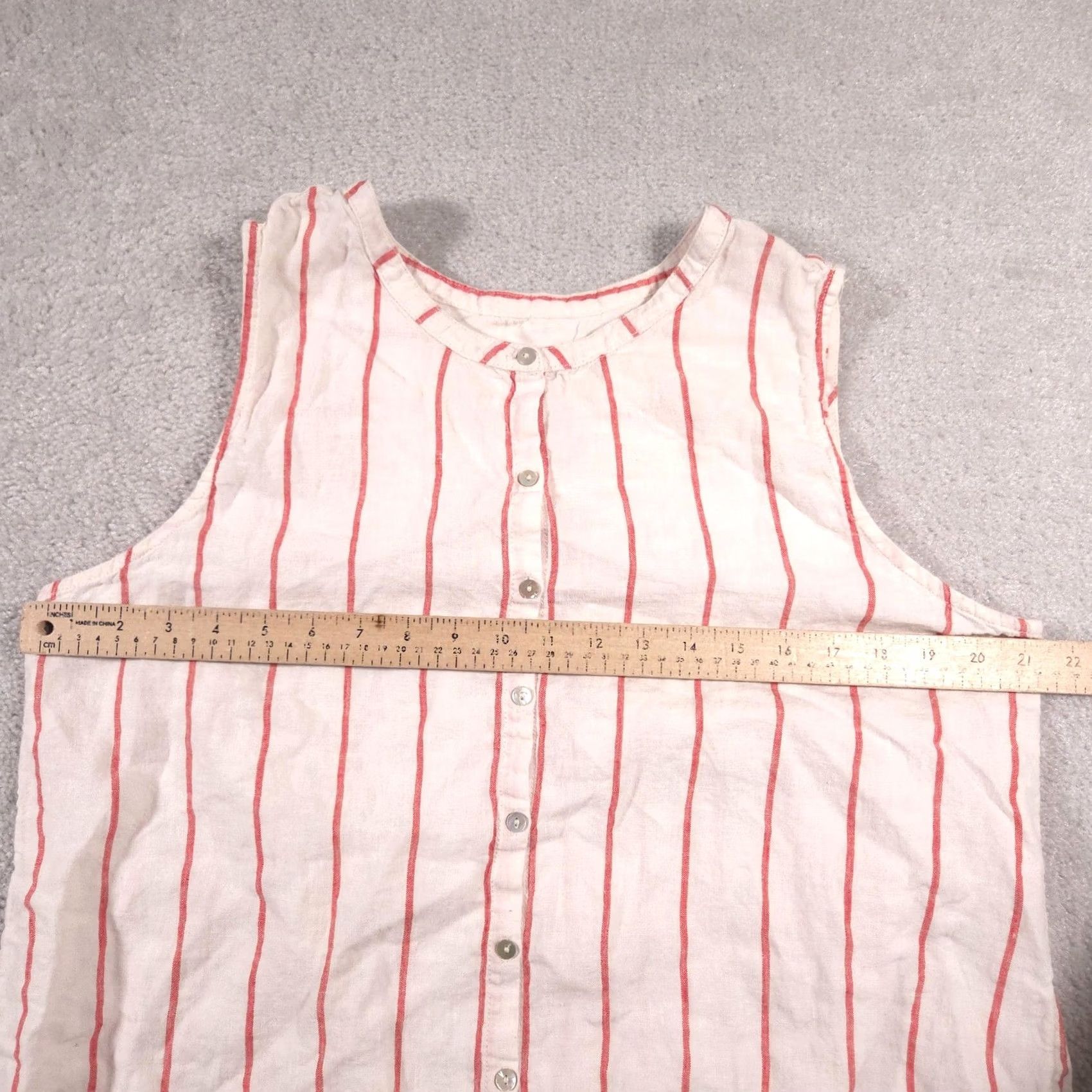 Vintage C&C California Shirt Womens XL White Red Striped 100% Linen Sleeveless Button Up Size XL / US 12-14 / IT 48-50 - 7 Thumbnail