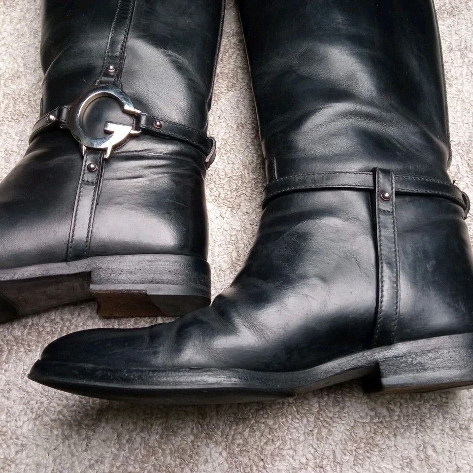Gucci Black Leather Riding Boots with G Strap Size US 7 / IT 37 - 16 Thumbnail