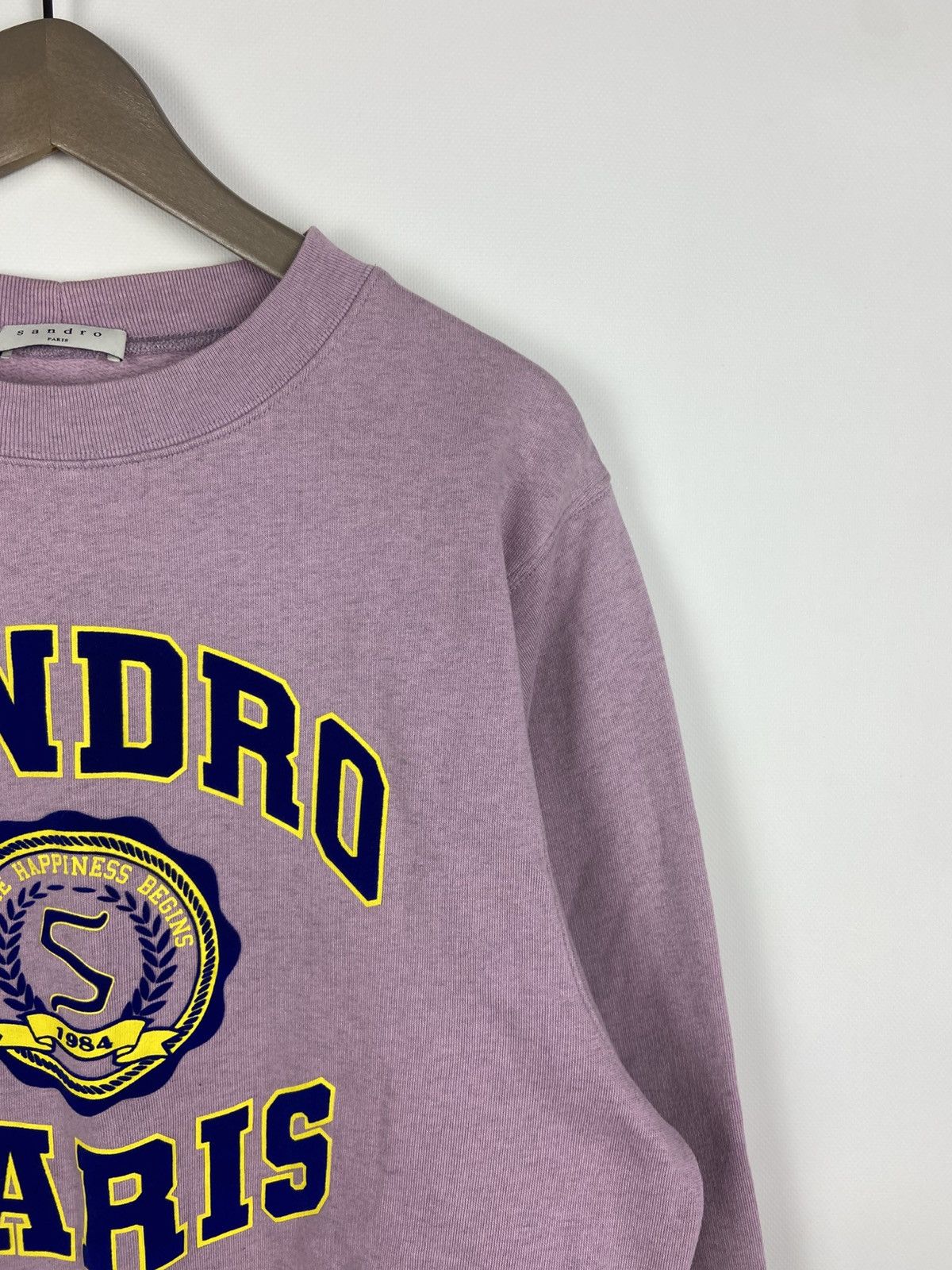 Designer × Sandro SANDRO Printed And Flocked College Sweatshirt Womens Purple Size XS / US 0-2 / IT 36-38 - 8 Thumbnail