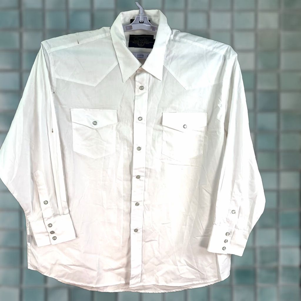 Vintage Pearl Circle S Western Shirt Mens Size 18/35 White - Button-Up, Long Sleeve, Snap, Casual Workwear, Cotton-Blend, 58 Chest Size US XXL / EU 58 / 5 - 1 Thumbnail