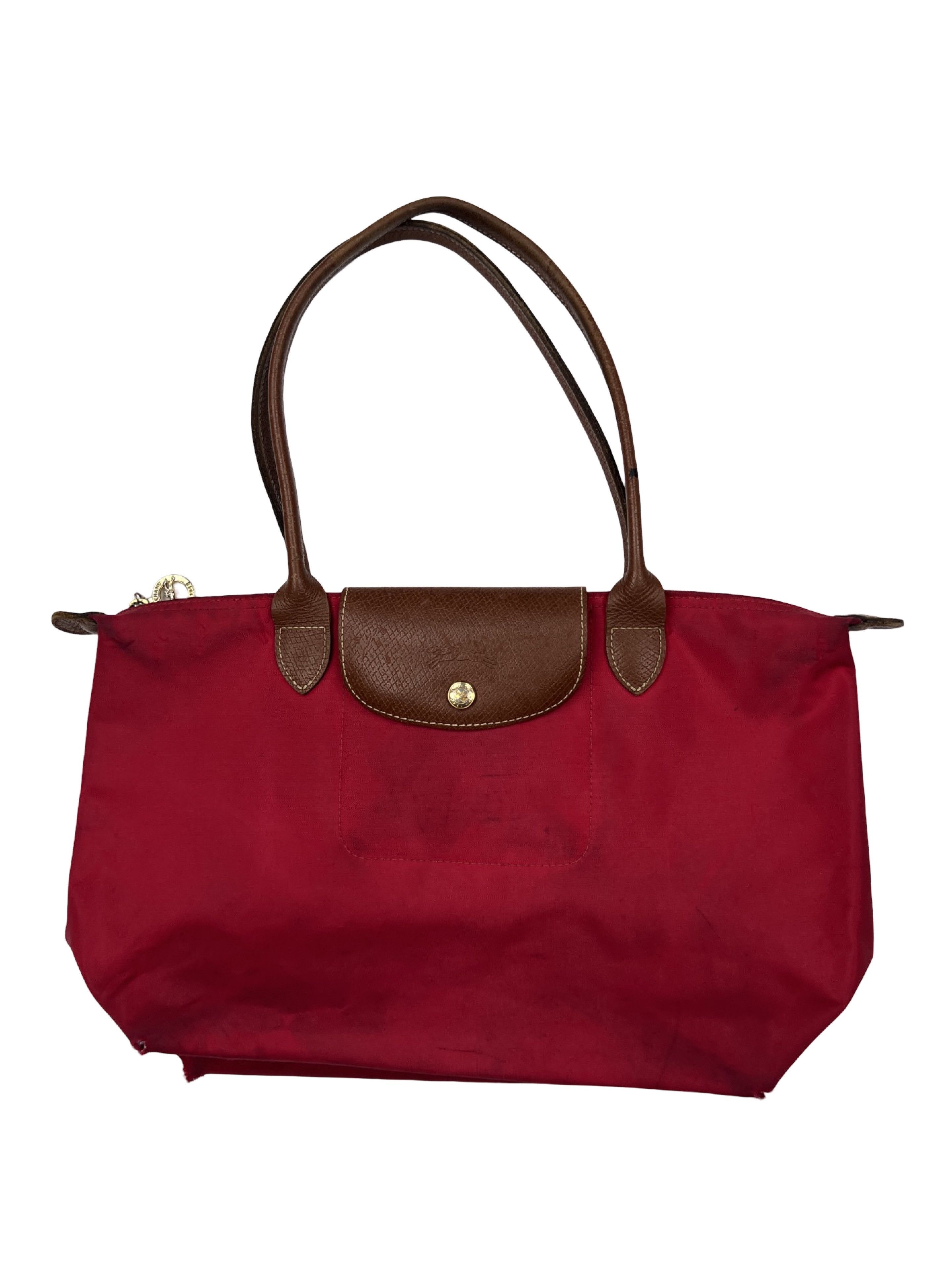Longchamp × Vintage Vintage Longchamp Le Pliage Shopping Red Nylon Shoulder Bag Size ONE SIZE - 1 Thumbnail