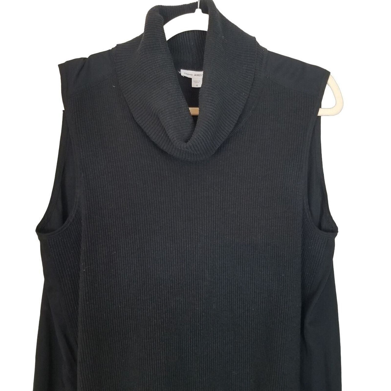 James Perse James Perse Womens Black Ribbed Turtleneck Sweater Dress 4 Size S / US 4 / IT 40 - 3 Thumbnail