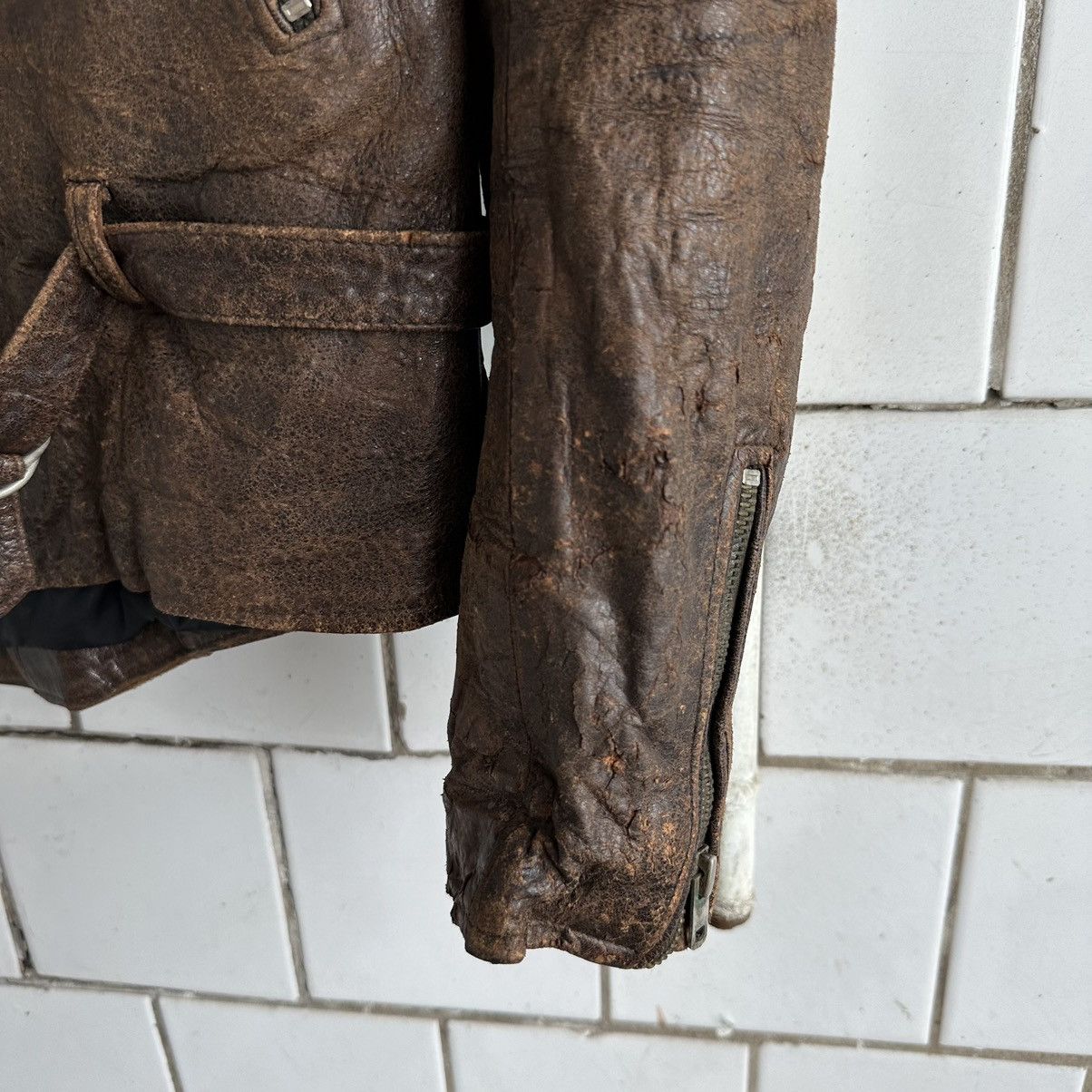 Other Vintage Moto Leather Jacket Distressed Y2K Style USA 90s Size US M / EU 48-50 / 2 - 4 Thumbnail