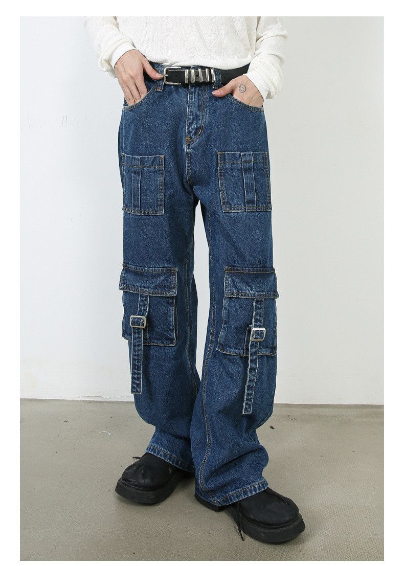 Japanese Brand × Jean Multi-pocket men's washed vintage wide-leg cargo jeans Size US 32 / EU 48 - 1 Thumbnail