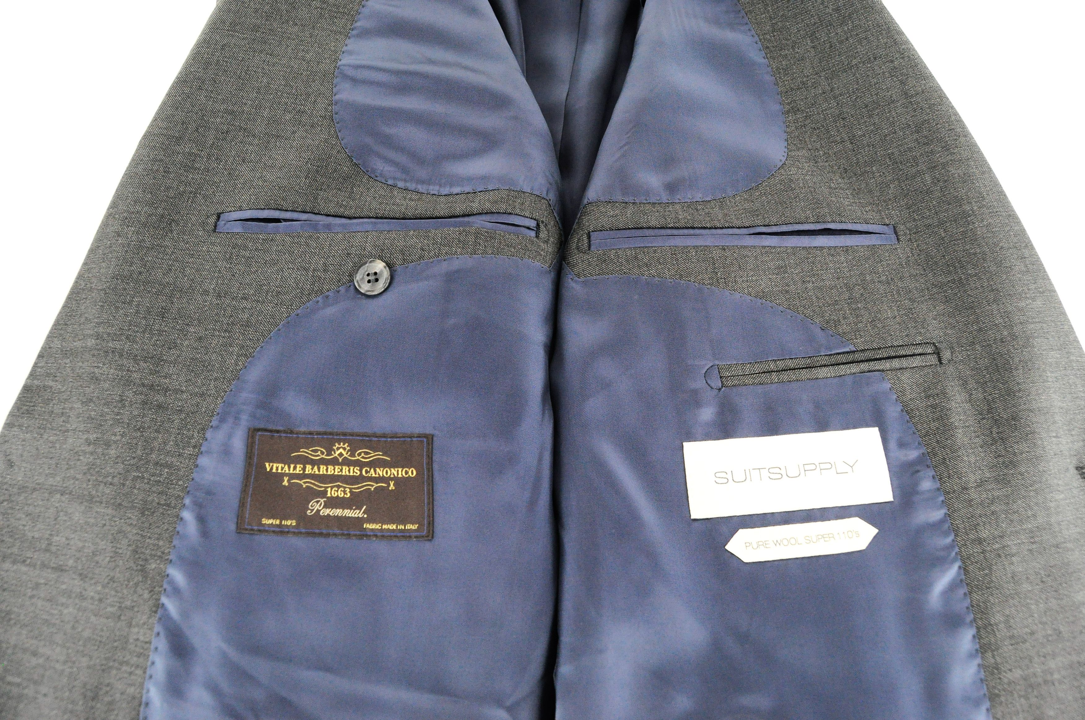 Suitsupply LAZIO UK44R Wool Super110 Slim Grey Blazer 55305 Size 44R - 5 Thumbnail