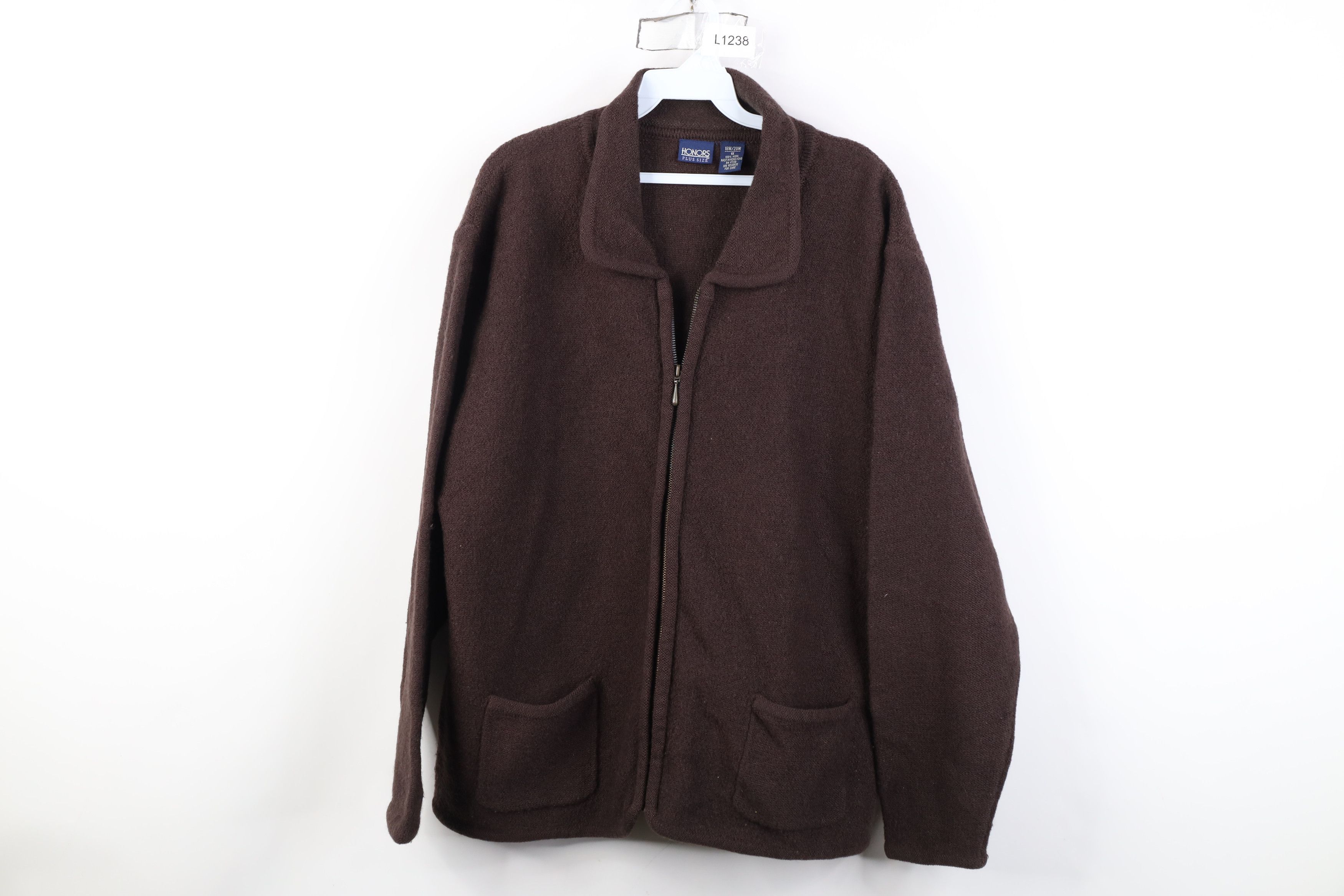 Vintage Vintage 90s Streetwear Knit Full Zip Sweater Jacket Brown Size XL / US 12-14 / IT 48-50 - 1 Thumbnail