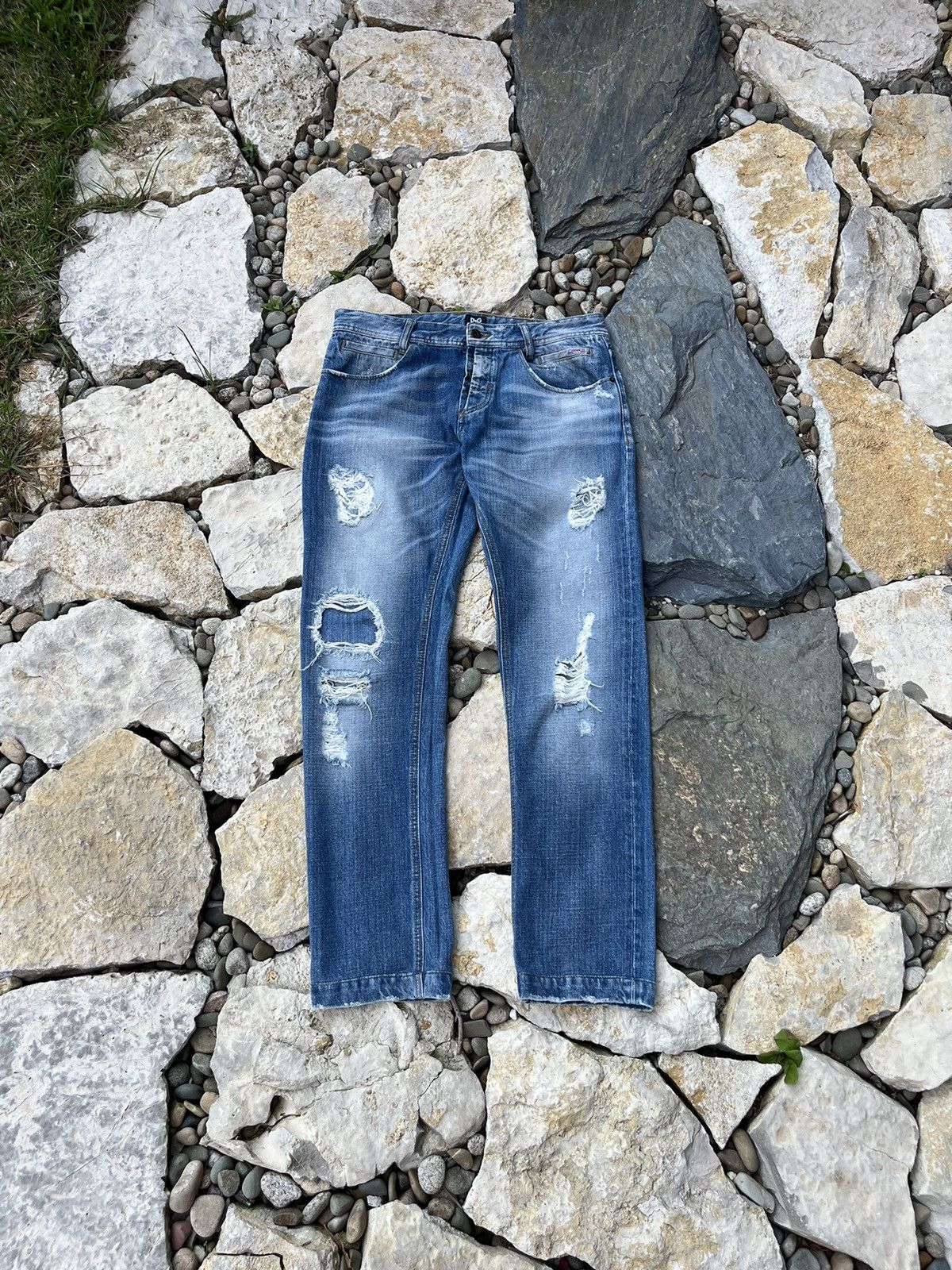 Dolce & Gabbana × Jean Vintage Dolce & Gabbana y2k distressed jeans ripped pants Size US 30 / EU 46 - 1 Thumbnail