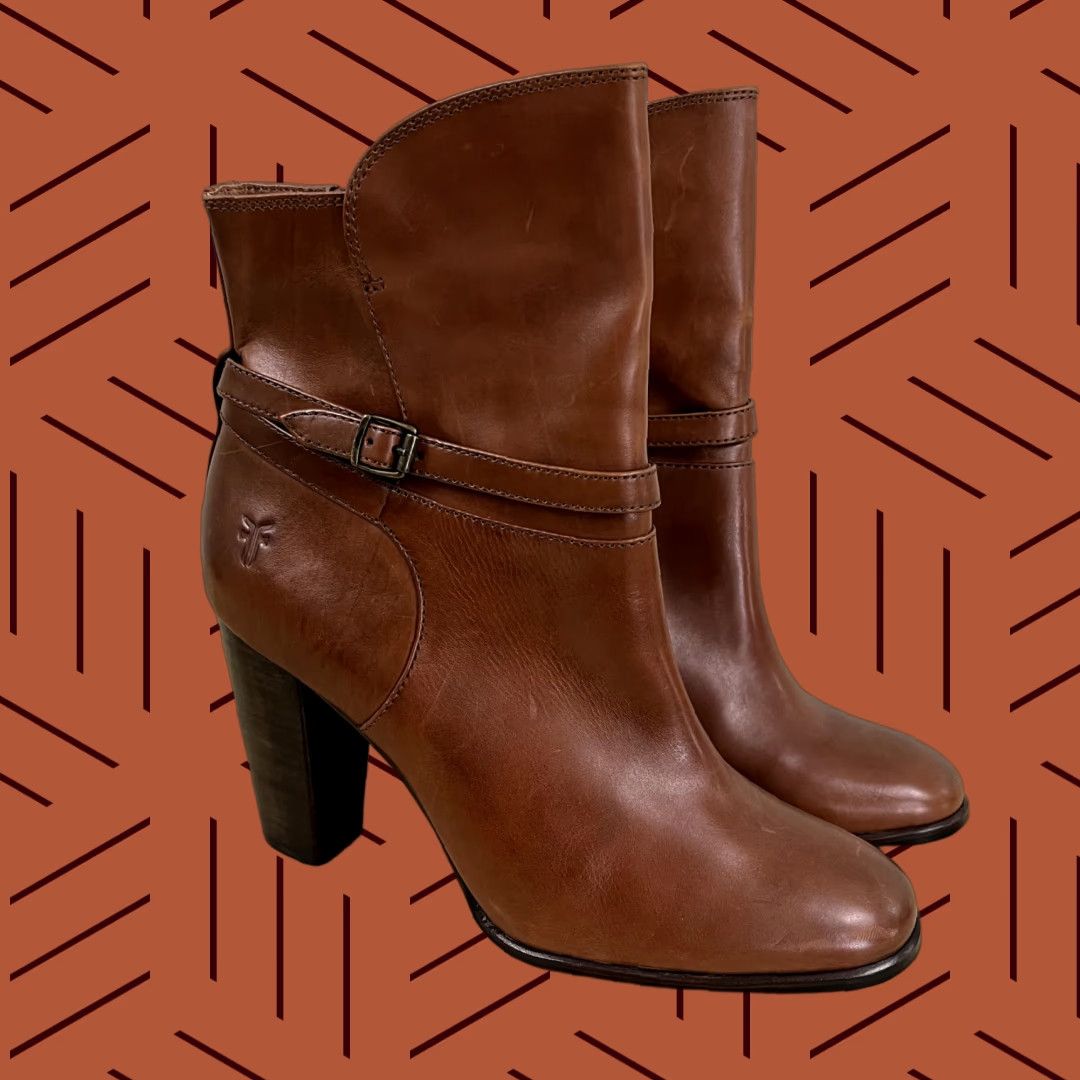 Frye Frye Brown Leather Ankle Booties Womens Size 8.5 High Heel Casual Size US 8.5 / IT 38.5 - 1 Thumbnail