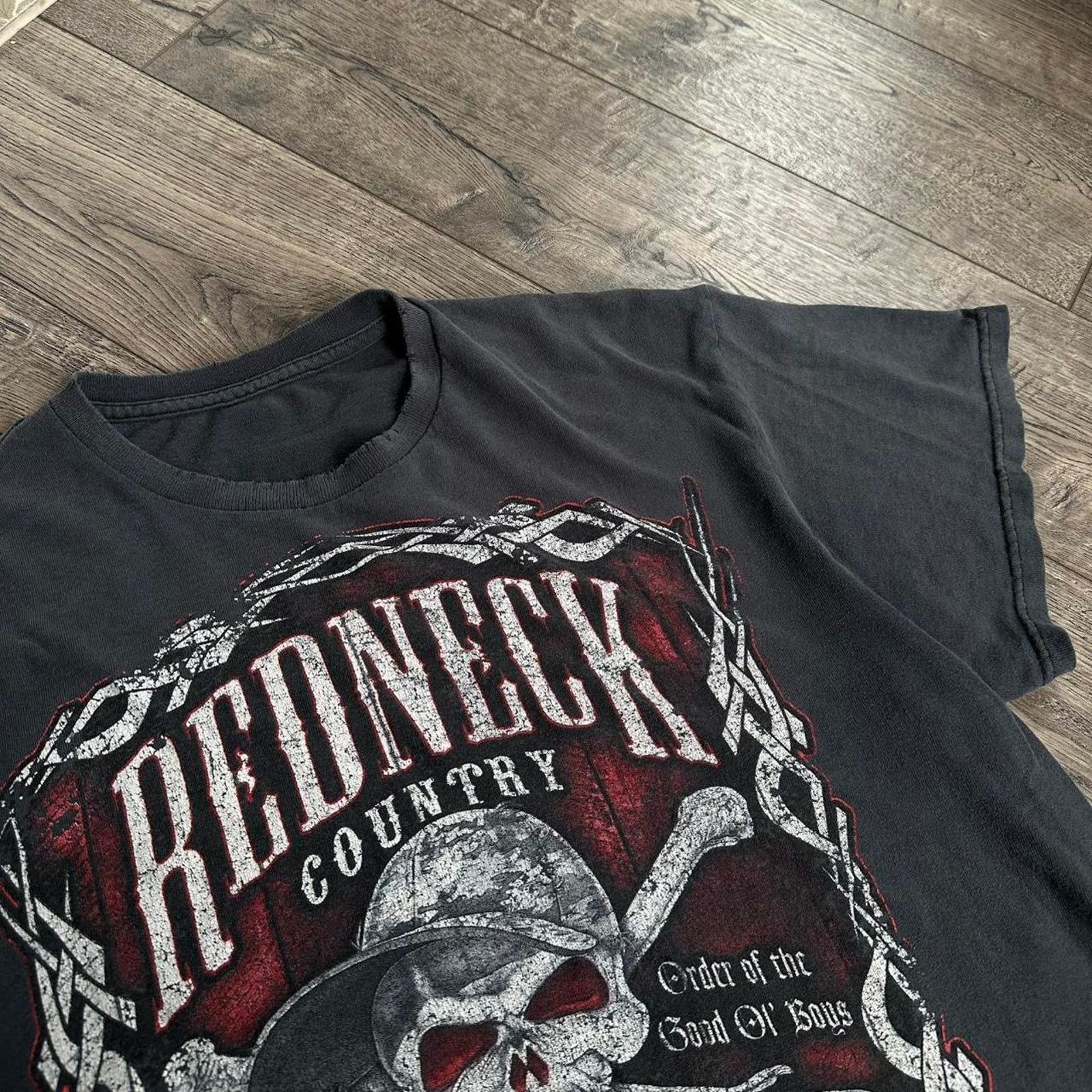 Vintage Vintage Black Faded Thrashed Red Neck Skull Graphic Shirt Size US M / EU 48-50 / 2 - 3 Thumbnail