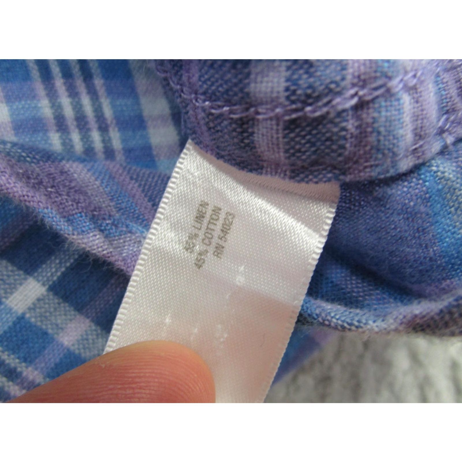 Old Navy VINTAGE Old Navy Shirt Mens 2XL Purple Plaid Linen Cotton Long Sleeve Button Front Size US XXL / EU 58 / 5 - 5 Thumbnail