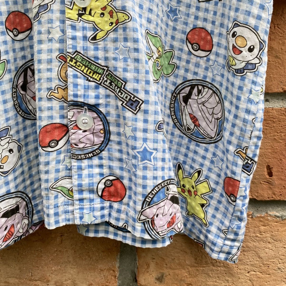 Pokemon Blue Gingham Short Sleeve Shirt with Pokémon Print Size S / US 4 / IT 40 - 3 Thumbnail
