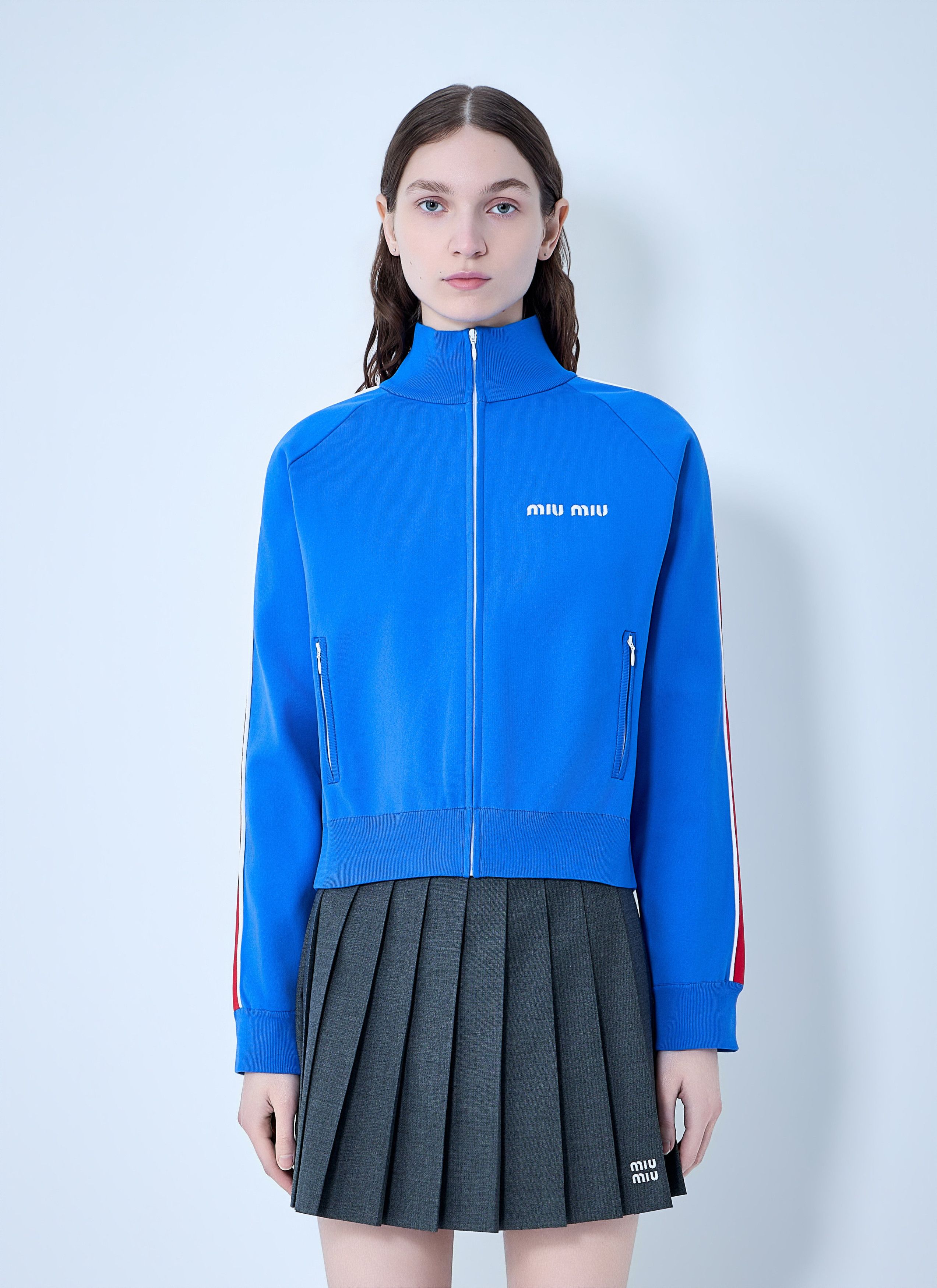 Miu Miu Technical Yarn Zipper Sweatshirt Size M / US 6-8 / IT 42-44 - 1 Thumbnail