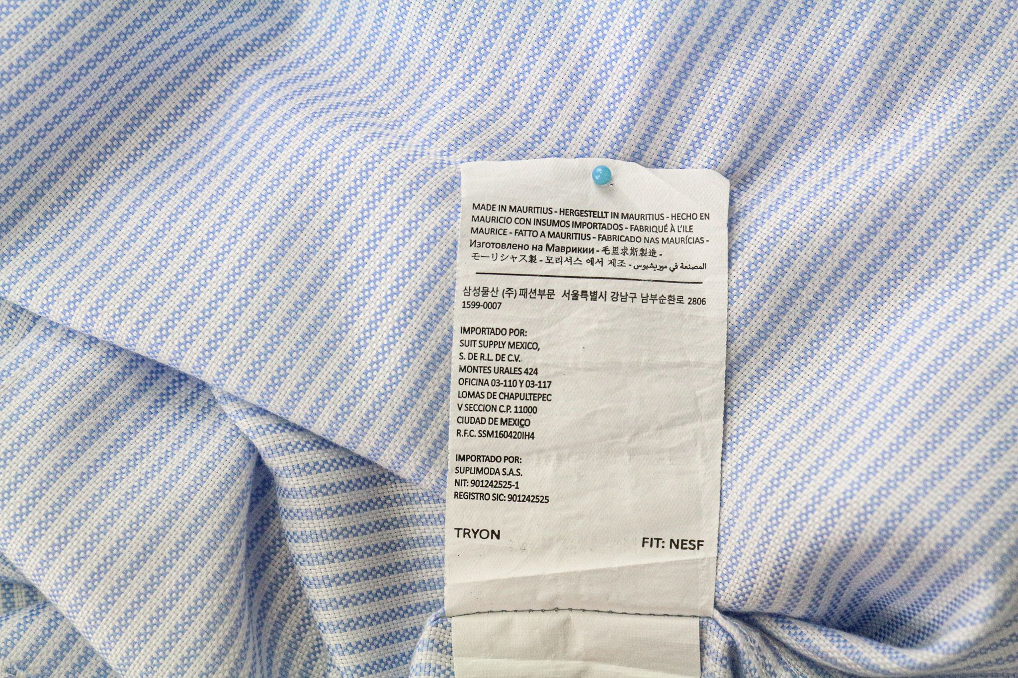 Suitsupply 46/18 Extra Slim Blue Cotton Striped Shirt 79173 Size 46R - 7 Thumbnail