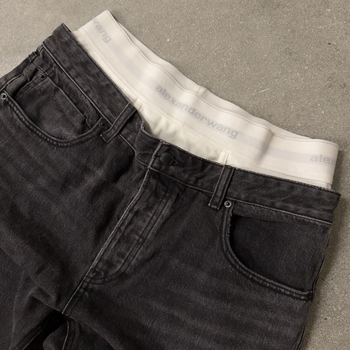 Alexander Wang Alexander Wang Layered Logo Waistband Jeans Size 31" - 2 Thumbnail