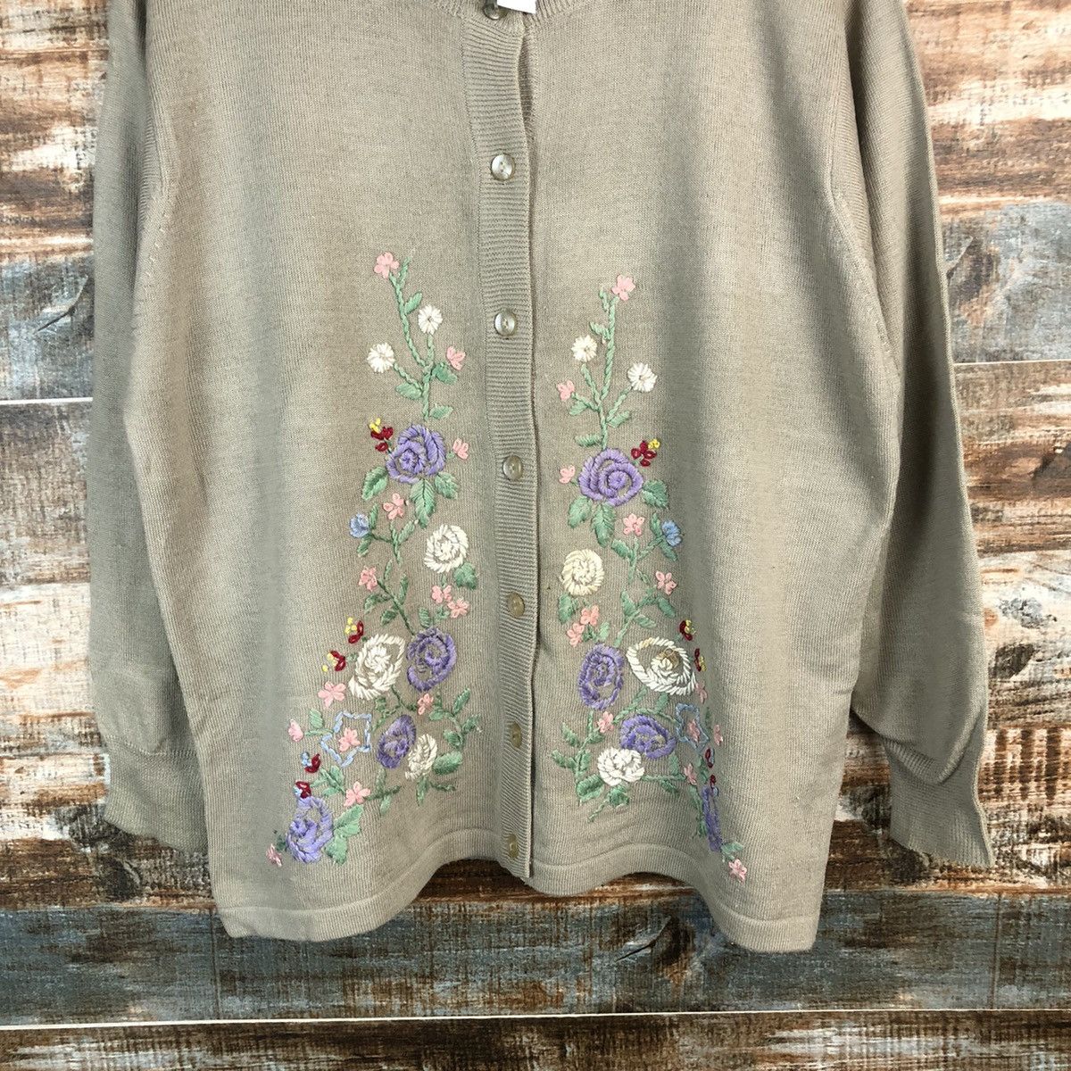 Japanese Brand Vino Rouge Brown Patterned Cardigans Knitwear #A1263 Size L / US 10 / IT 46 - 6 Thumbnail