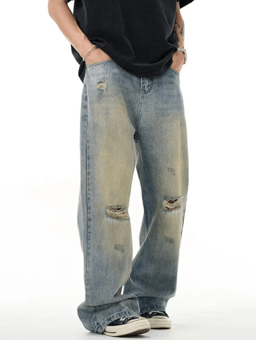 Japanese Brand Trendy oversized washed distressed jeans y2k Size US 34 / EU 50 - 2 Thumbnail